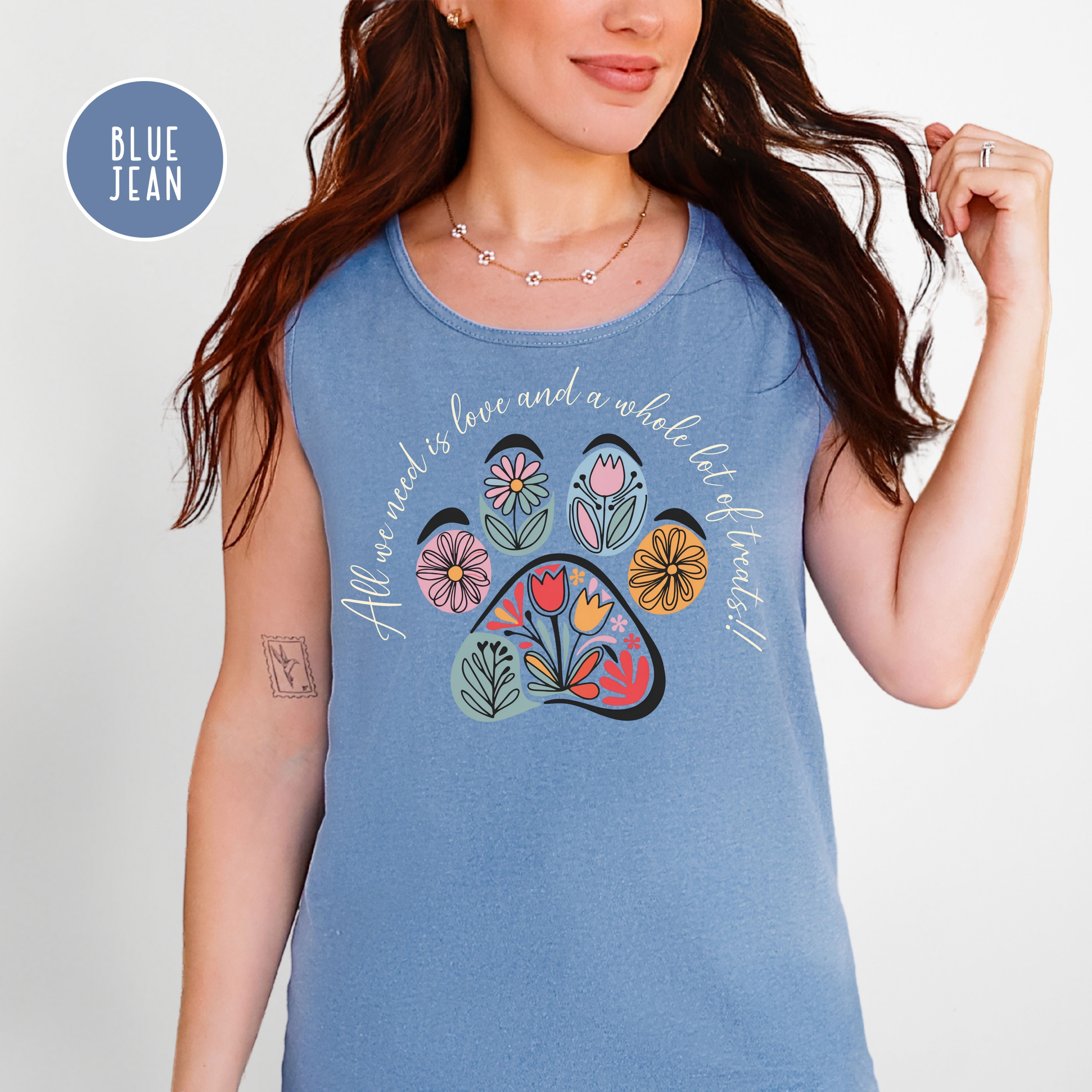 Floral Dog Paw Comfort Colors Gift Tank Top For Dog Mama