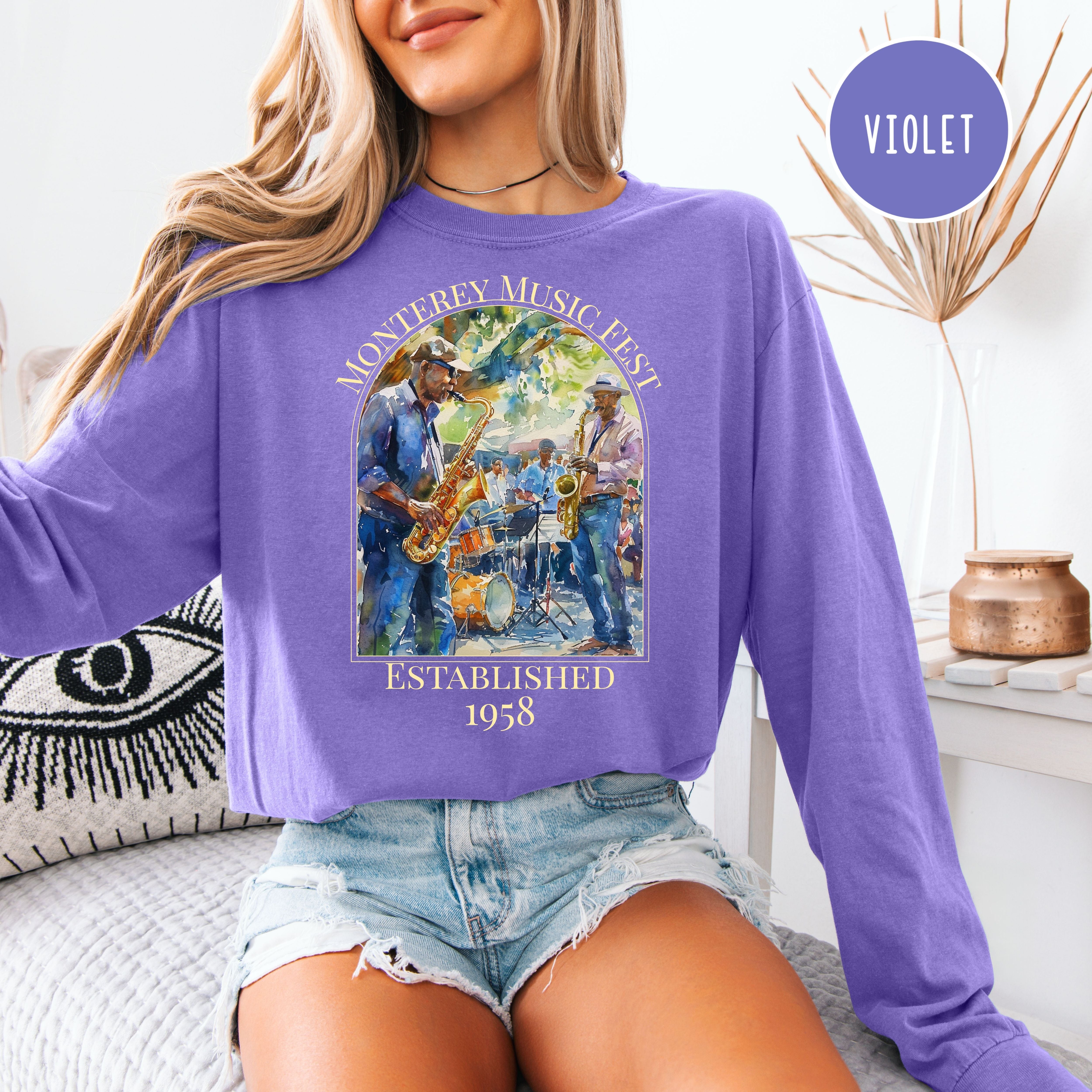 Monterey Music Festival Unisex Comfort Colors Long Sleeve T-Shirt, Music Lover Gift, Monterey Vacation Gift Shirt, California Travel Shirt