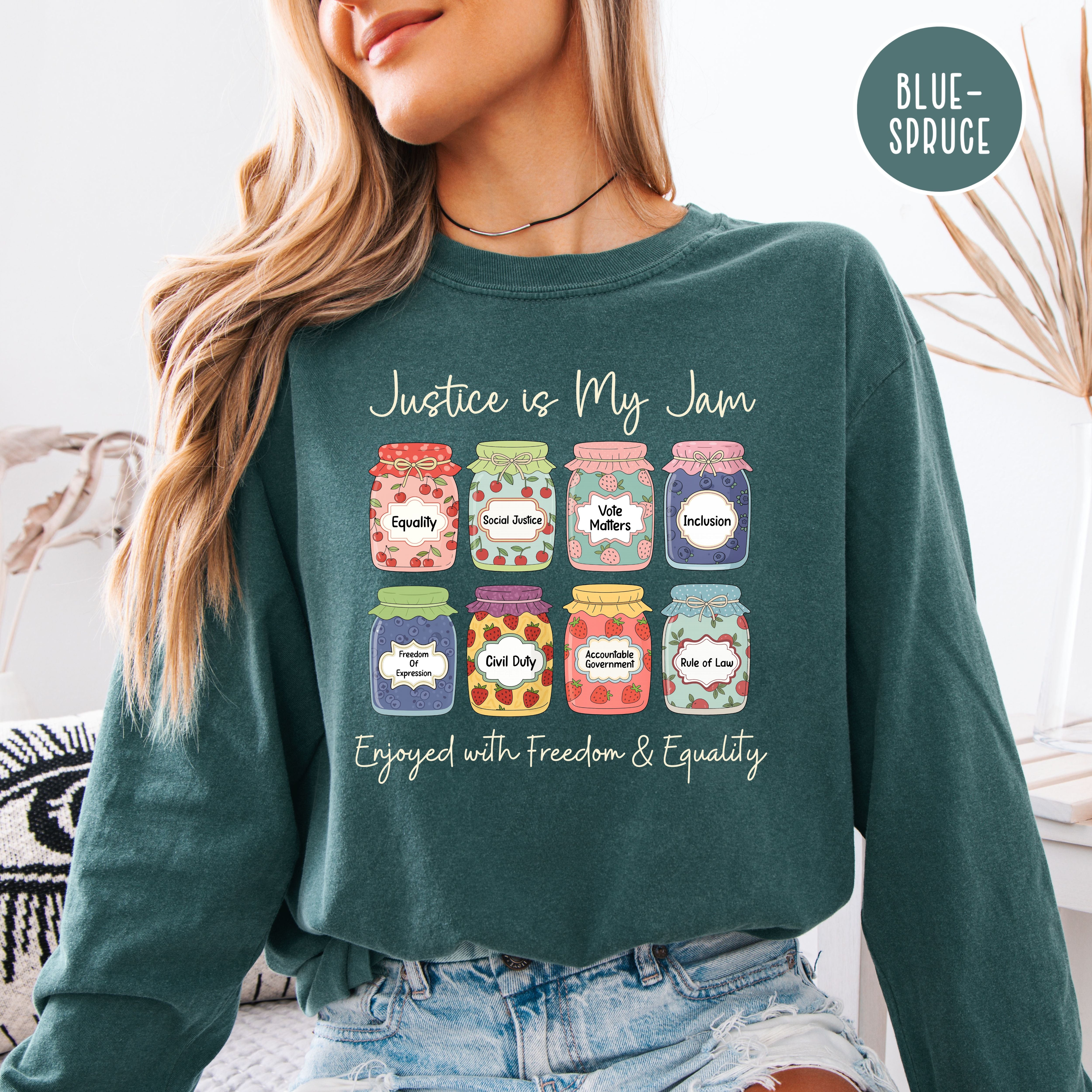 Justice is My Jam Long Sleeve Comfort Colors Social Justice Jam Jars Pro Democracy Gift Tee