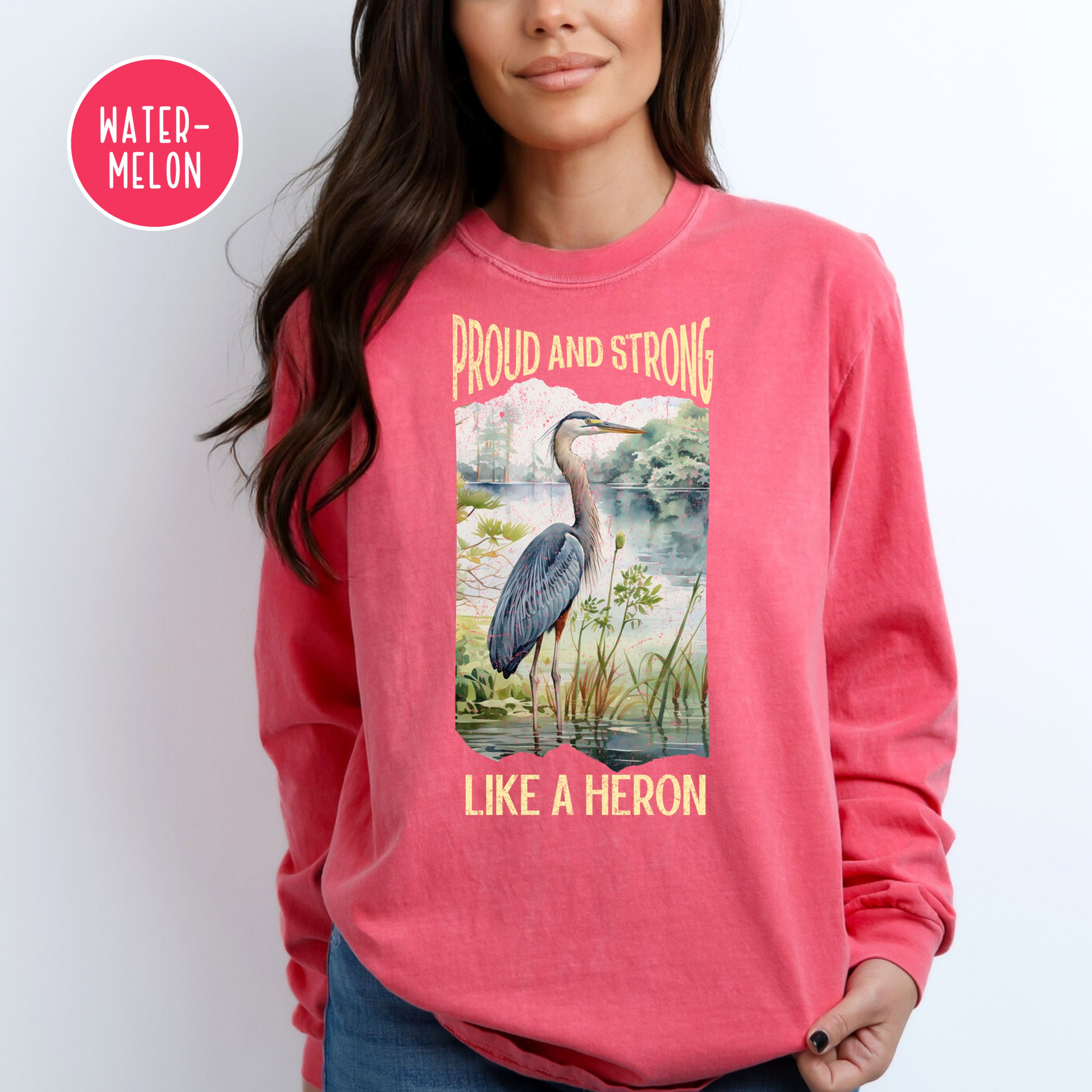 Heron Bird Grunge Comfort Colors® Long Sleeve Tee