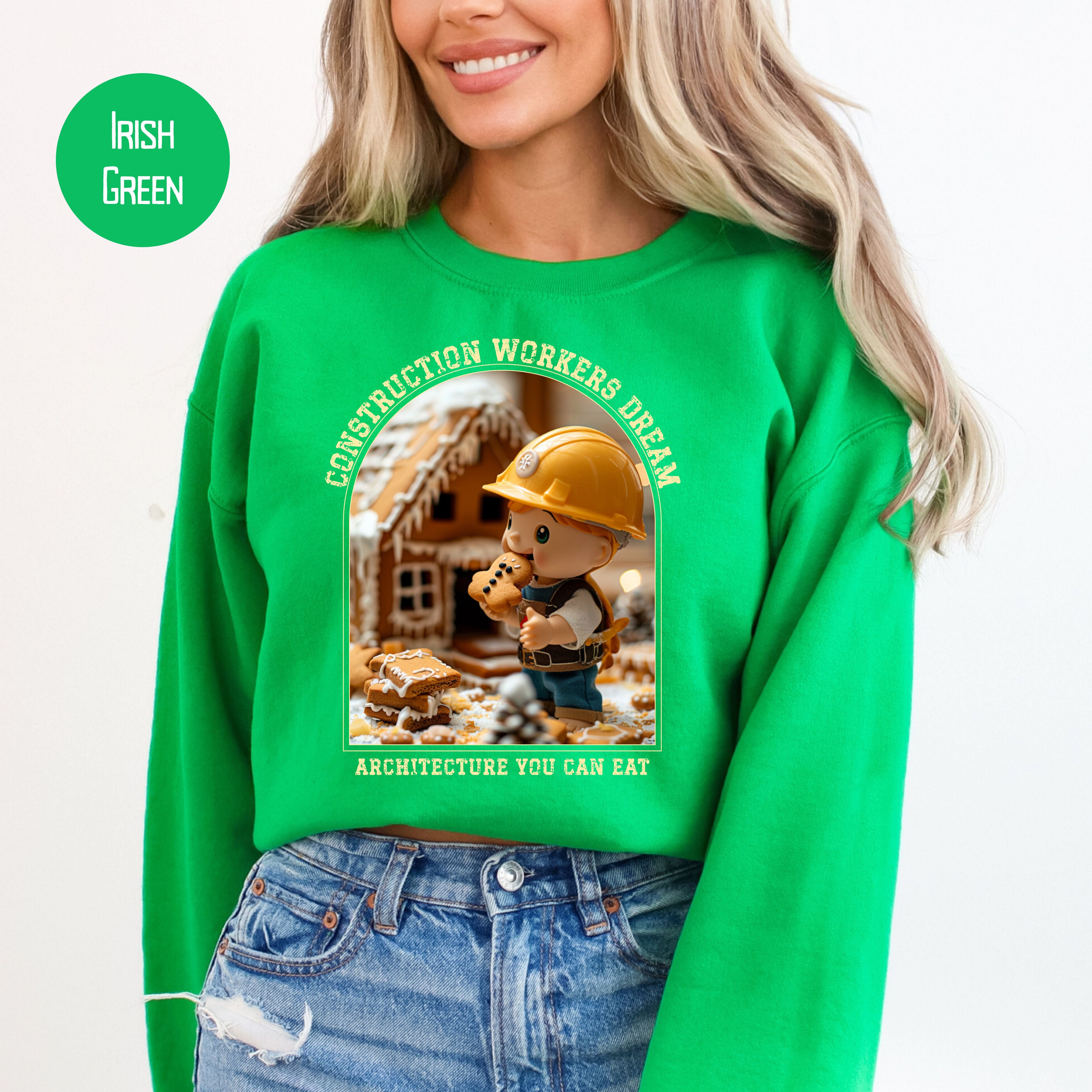 Funny Construction Worker Gingerbread House Contest Unisex Sweatshirt