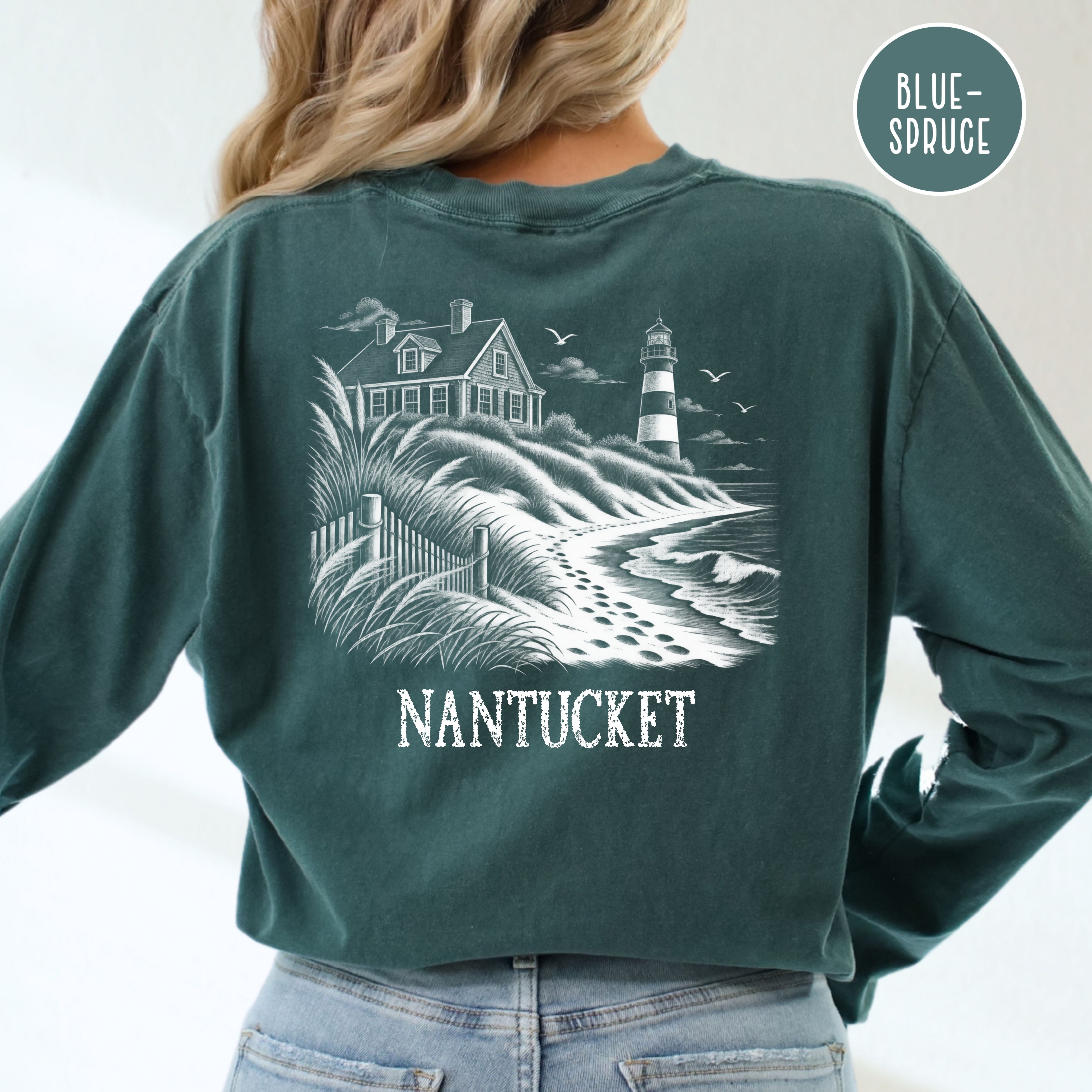 Nantucket Long Sleeve Comfort Colors T-Shirt, Nantucket Seaside Shirt, Nantucket Gift Shirt, Traveler Gift Shirt, Ocean Tee, Nantucket Shirt