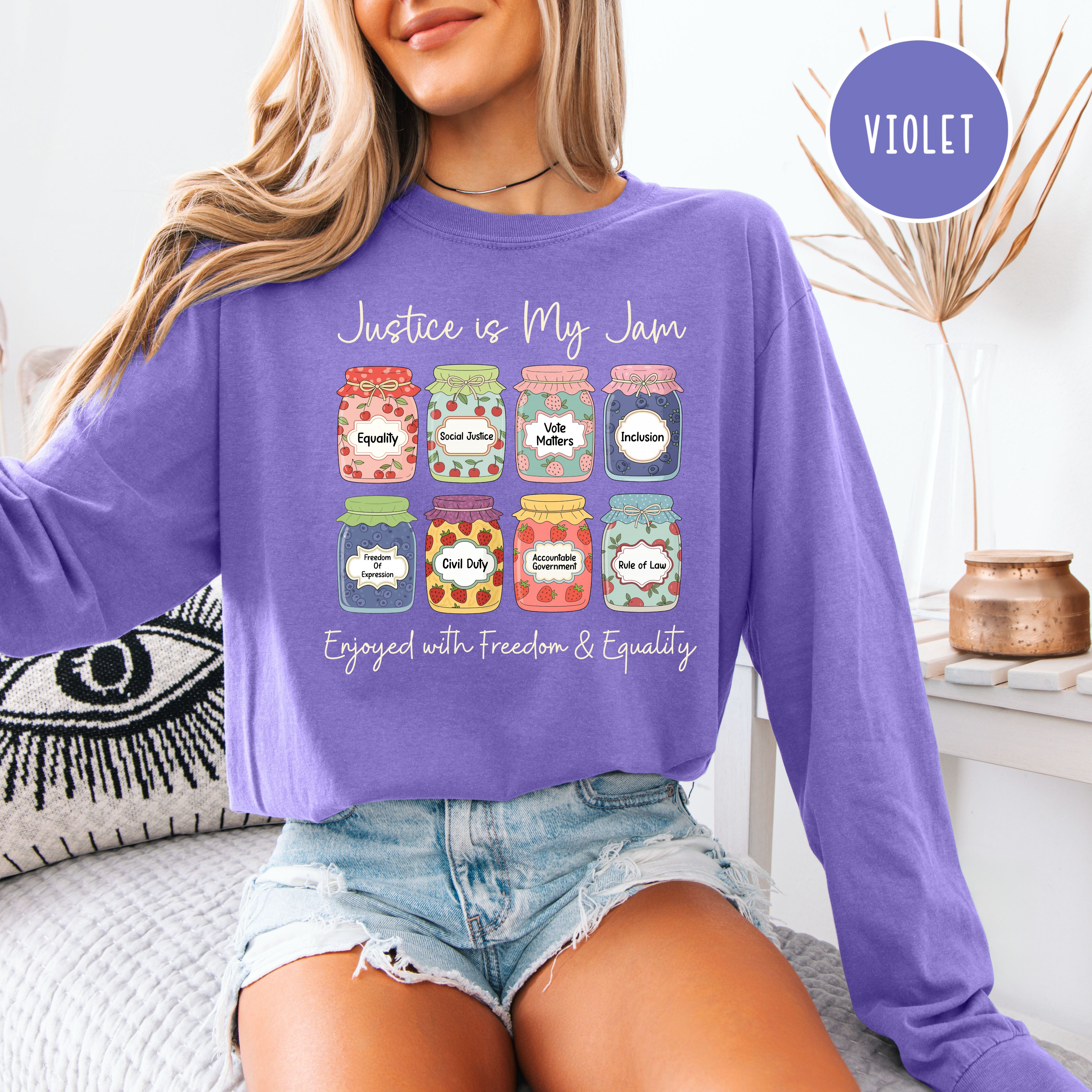 Justice is My Jam Long Sleeve Comfort Colors Social Justice Jam Jars Pro Democracy Gift Tee