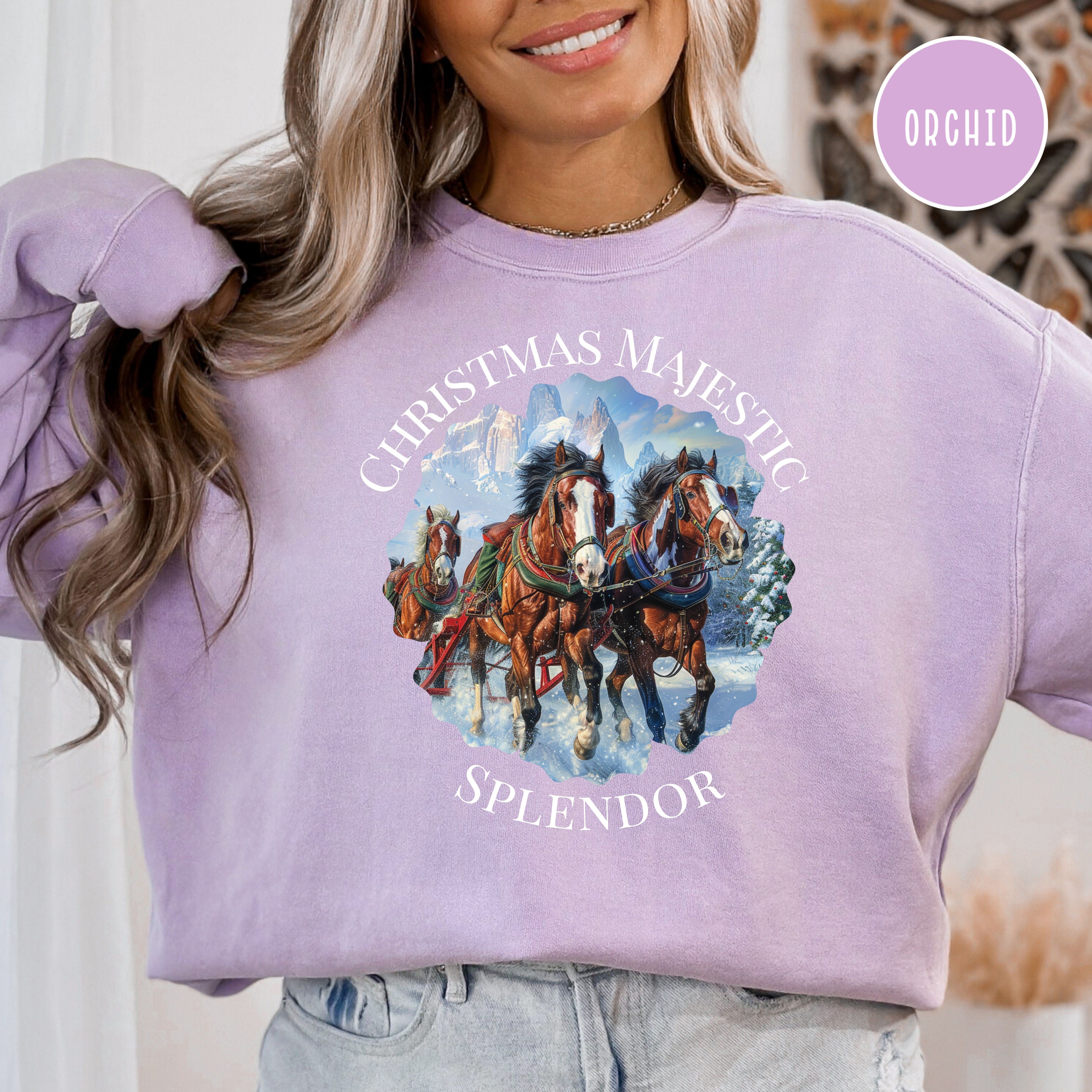 Majestic Christmas Clydesdale Horses Comfort Colors® Sweatshirt