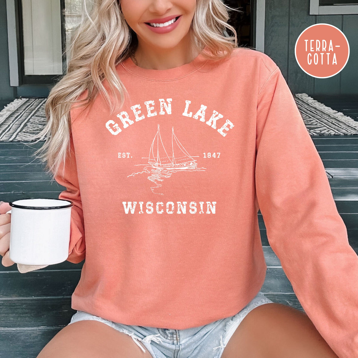Green Lake Wisconsin Unisex Comfort Colors Camping Sweatshirt, Green Lake Wisconsin Vacation Gift Shirt, Green Lake Sweatshirt, Green Lake