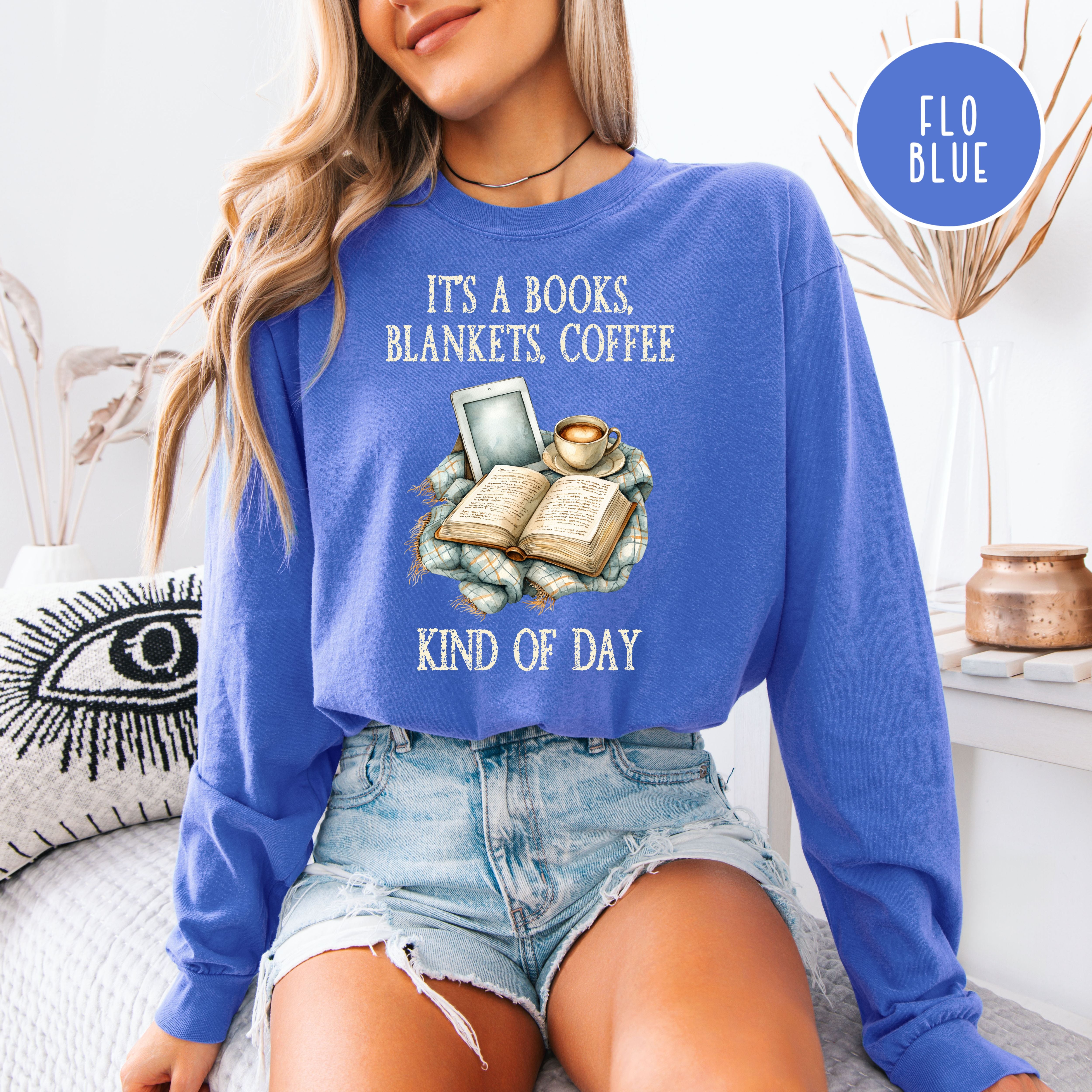 Cozy Weather Long Sleeve Comfort Colors T-Shirt, Rainy Day Book Lover Shirt