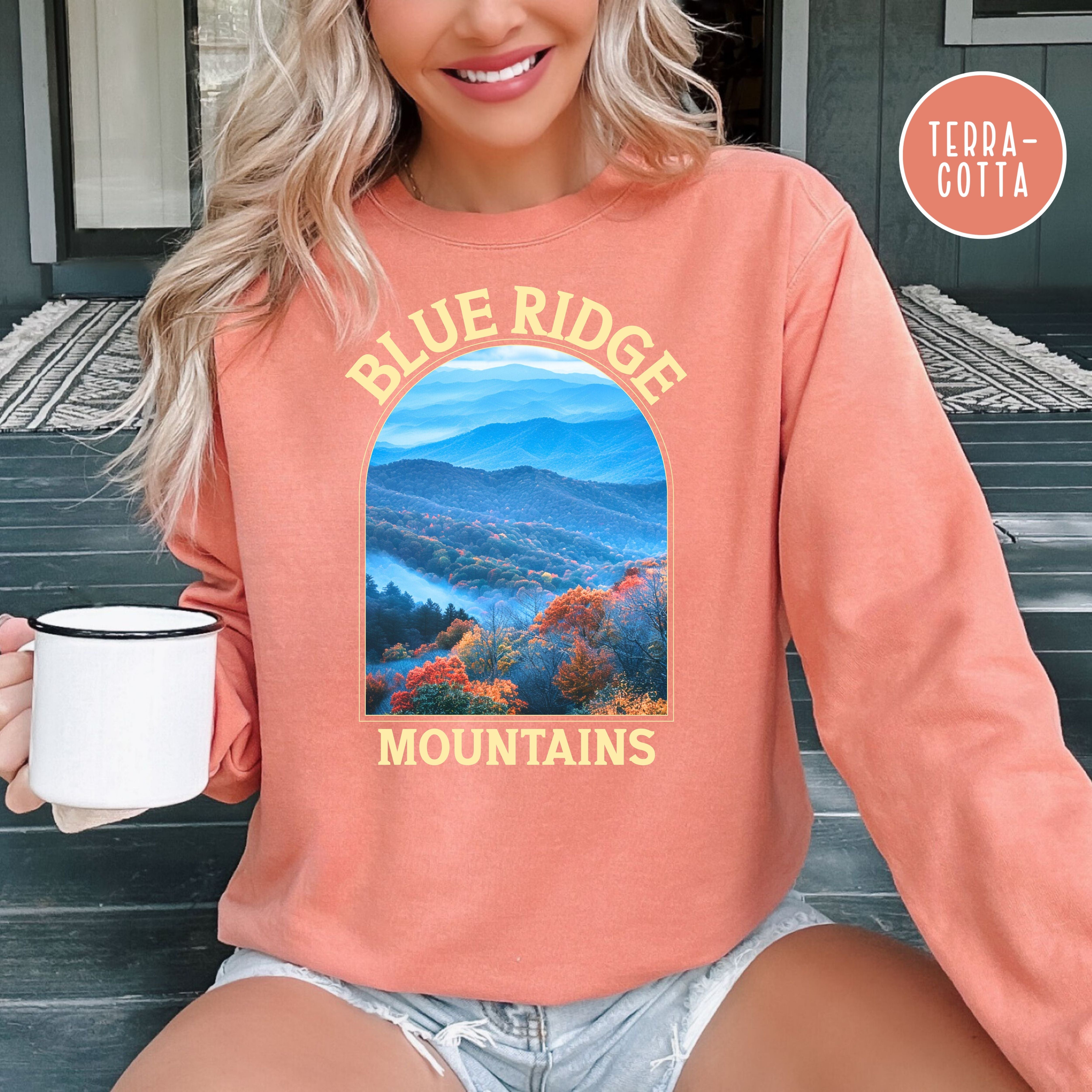 Blue Ridge Mountains Comfort Colors Sweatshirt, Mountain Lover Gift Sweatshirt