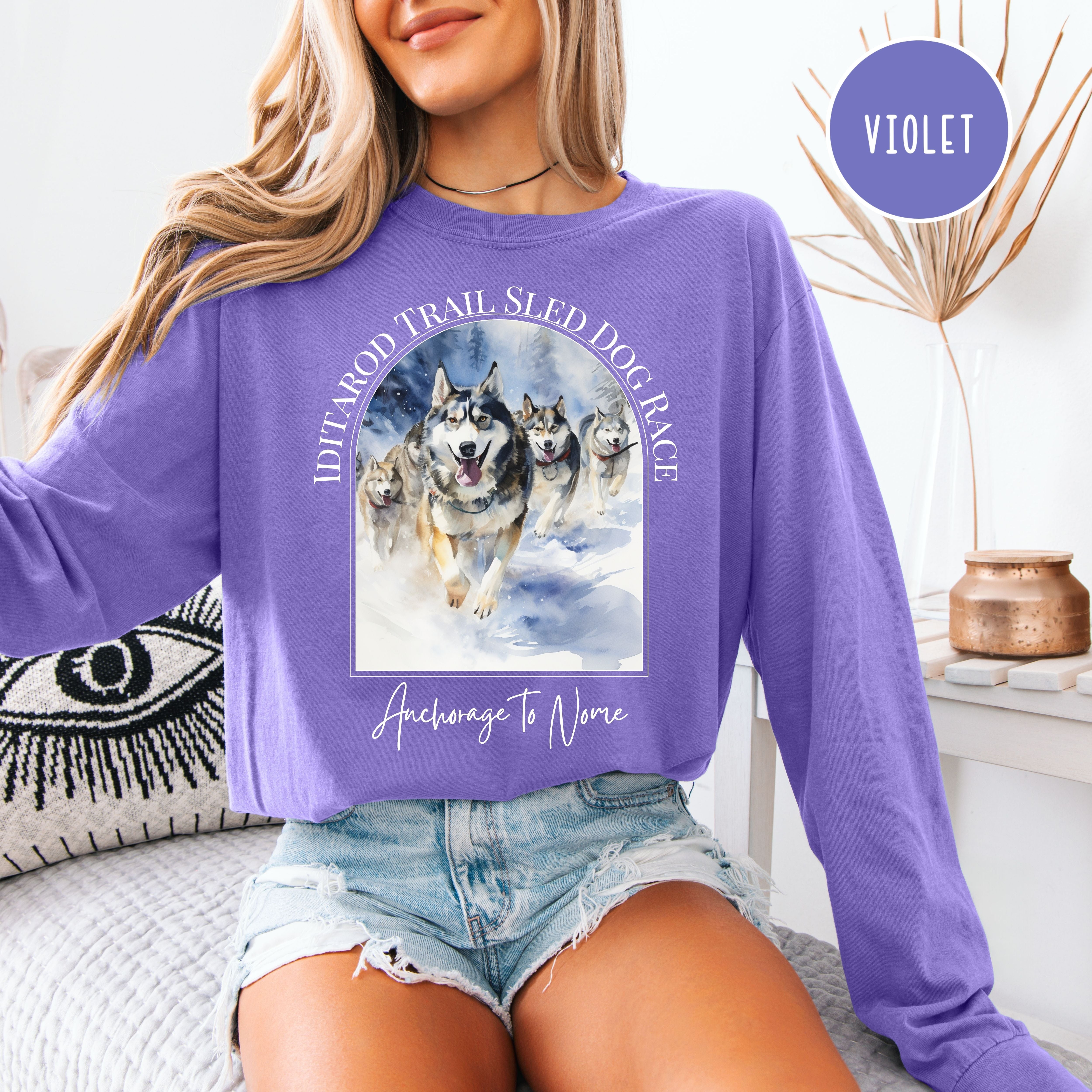 Iditarod Dog Race Comfort Colors Long Sleeve Tee