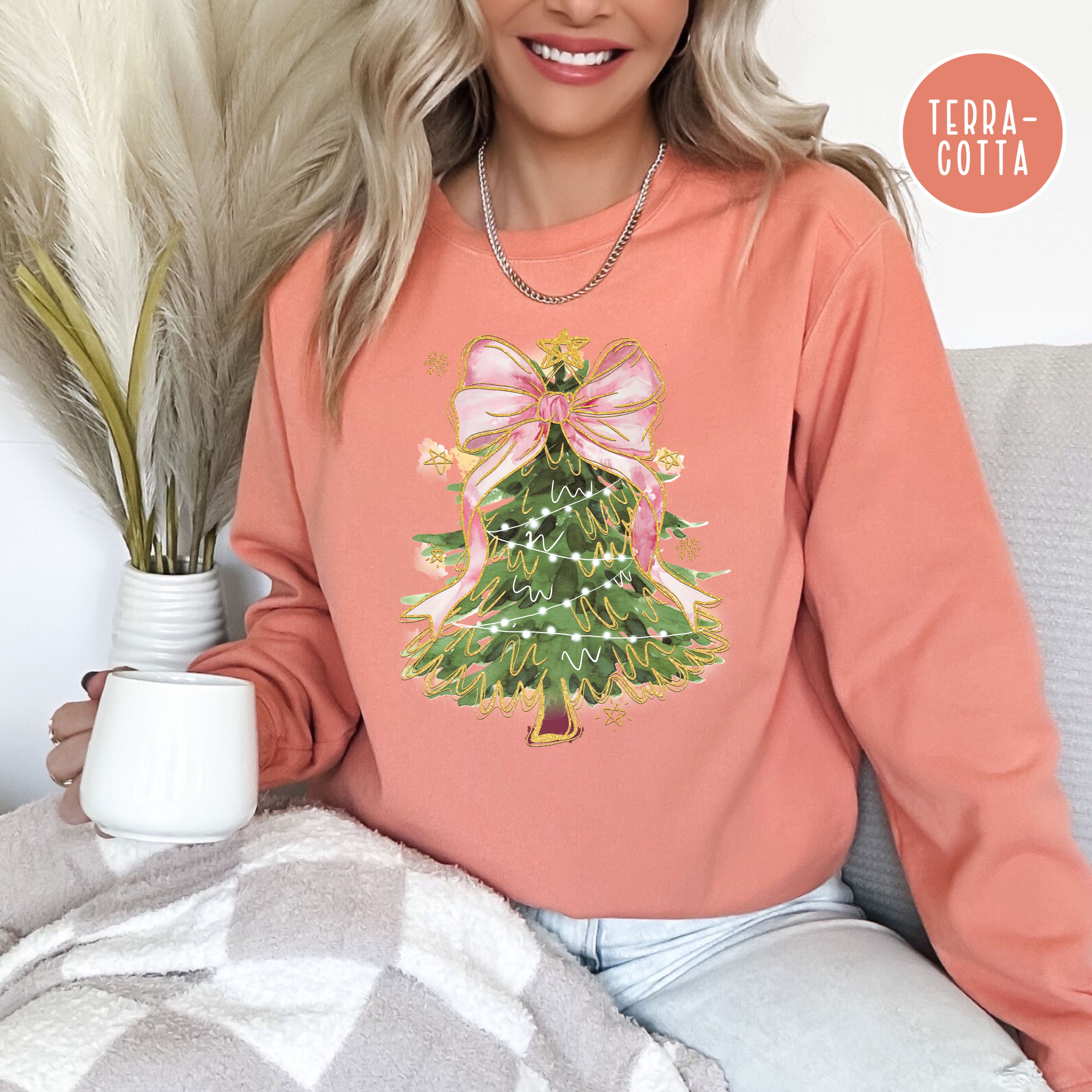 Pink Bow Christmas Tree Comfort Colors® Sweatshirt