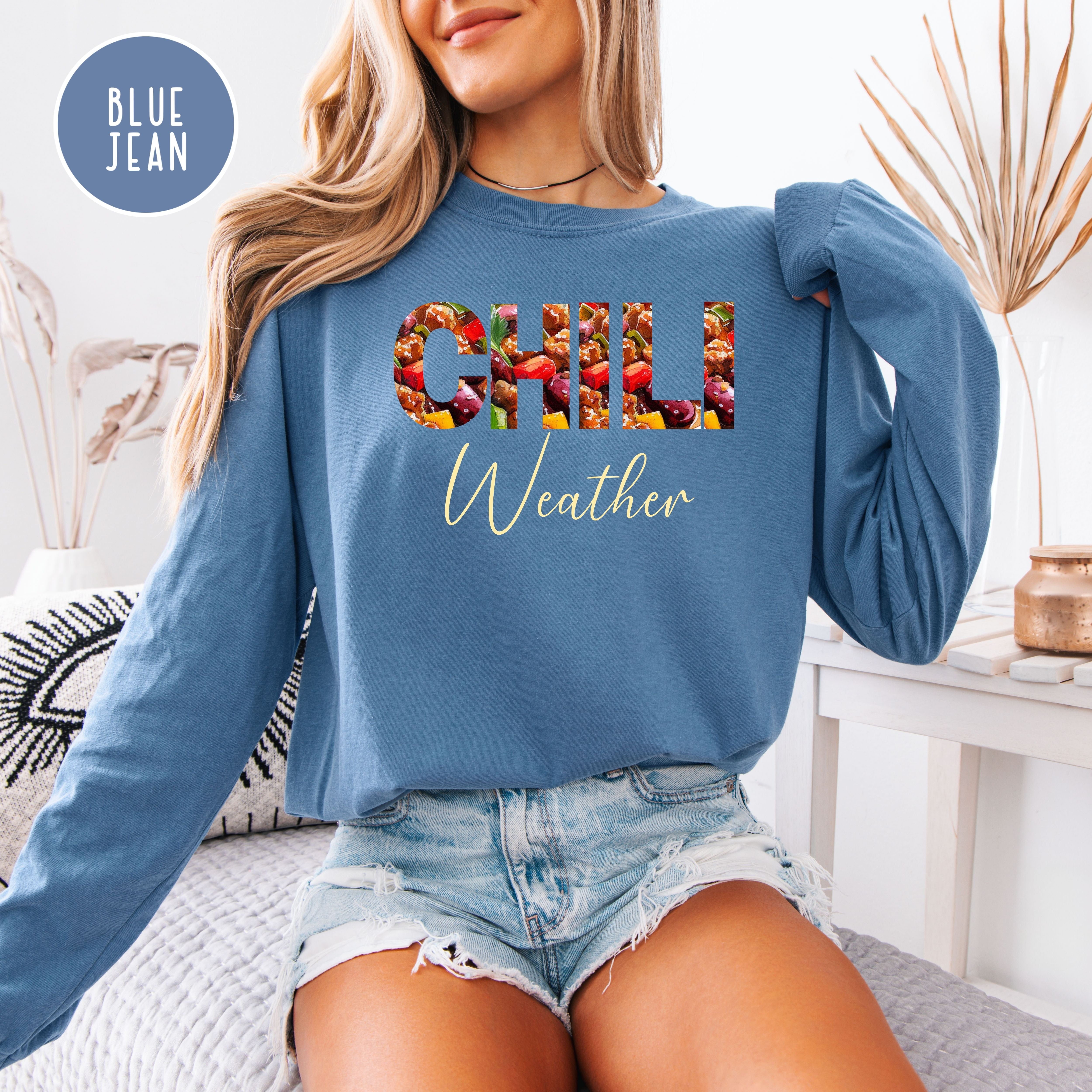 Chili Weather Comfort Colors Long Sleeve Cozy Tee Shirt Gift for Chili Lovers