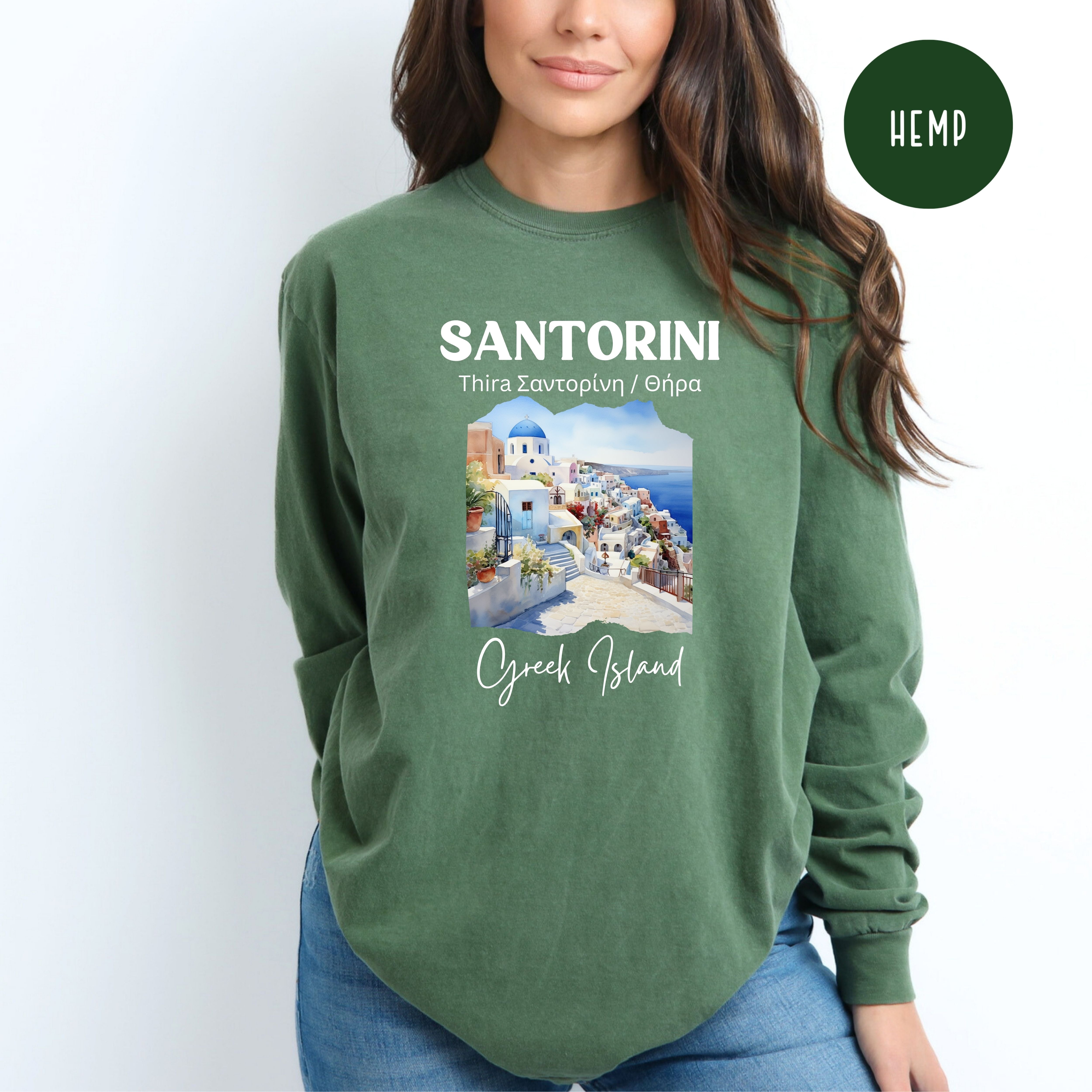 Santorini Greece Comfort Colors® Long Sleeve Tee