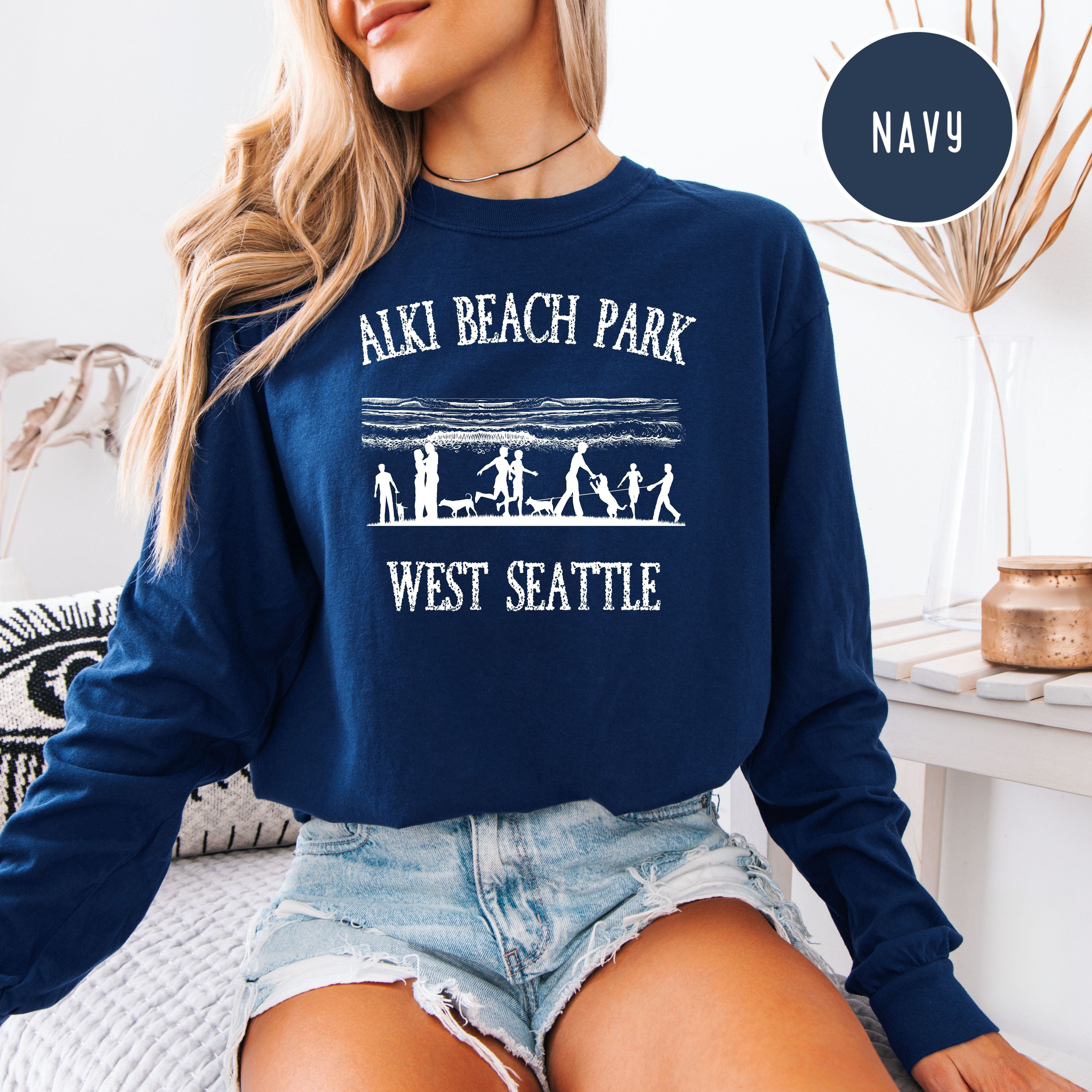Alki Beach Park Seattle Unisex Comfort Colors Long Sleeve Tee