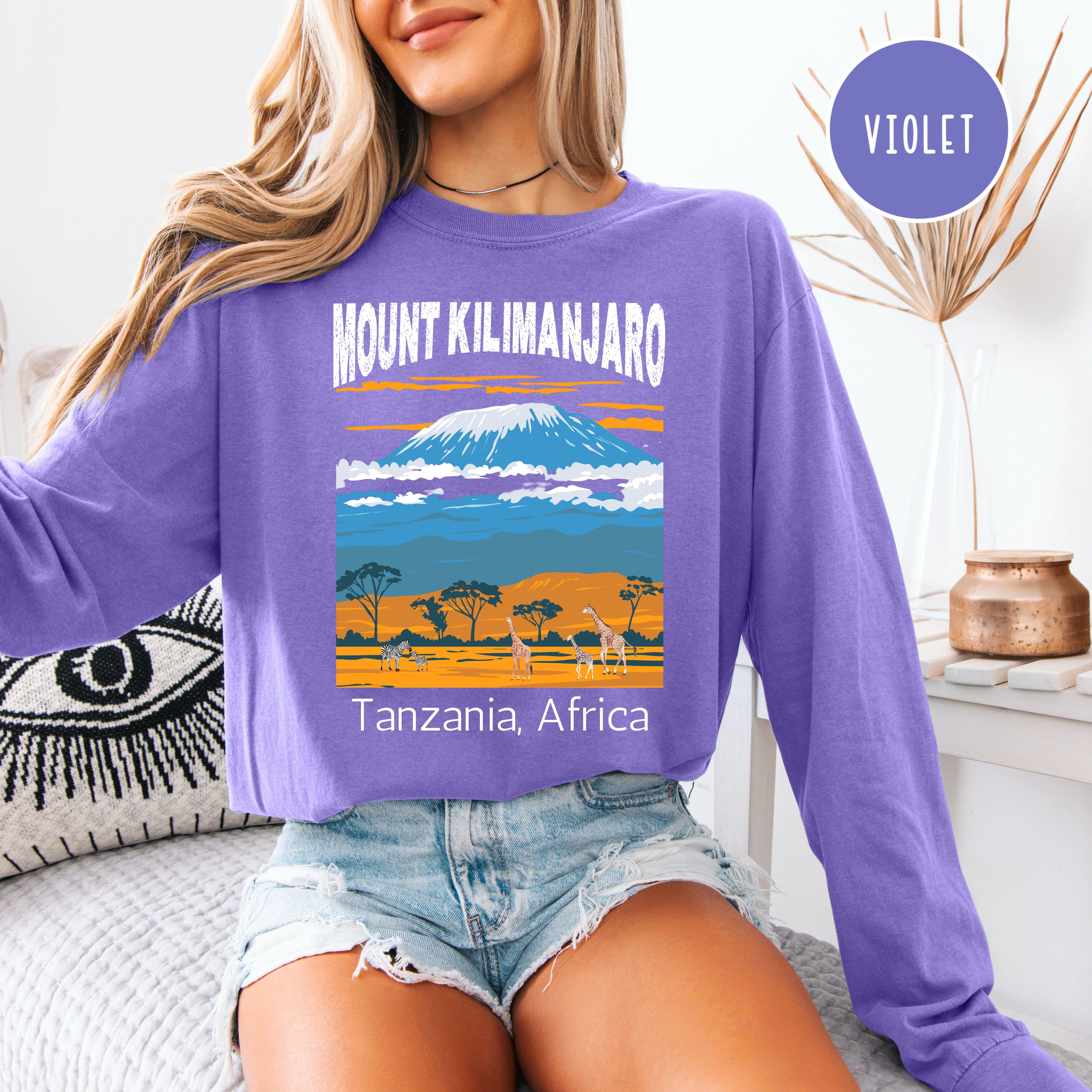Mount Kilimanjaro Unisex Long Sleeve Comfort Colors T-Shirt, Tanzania Africa Shirt