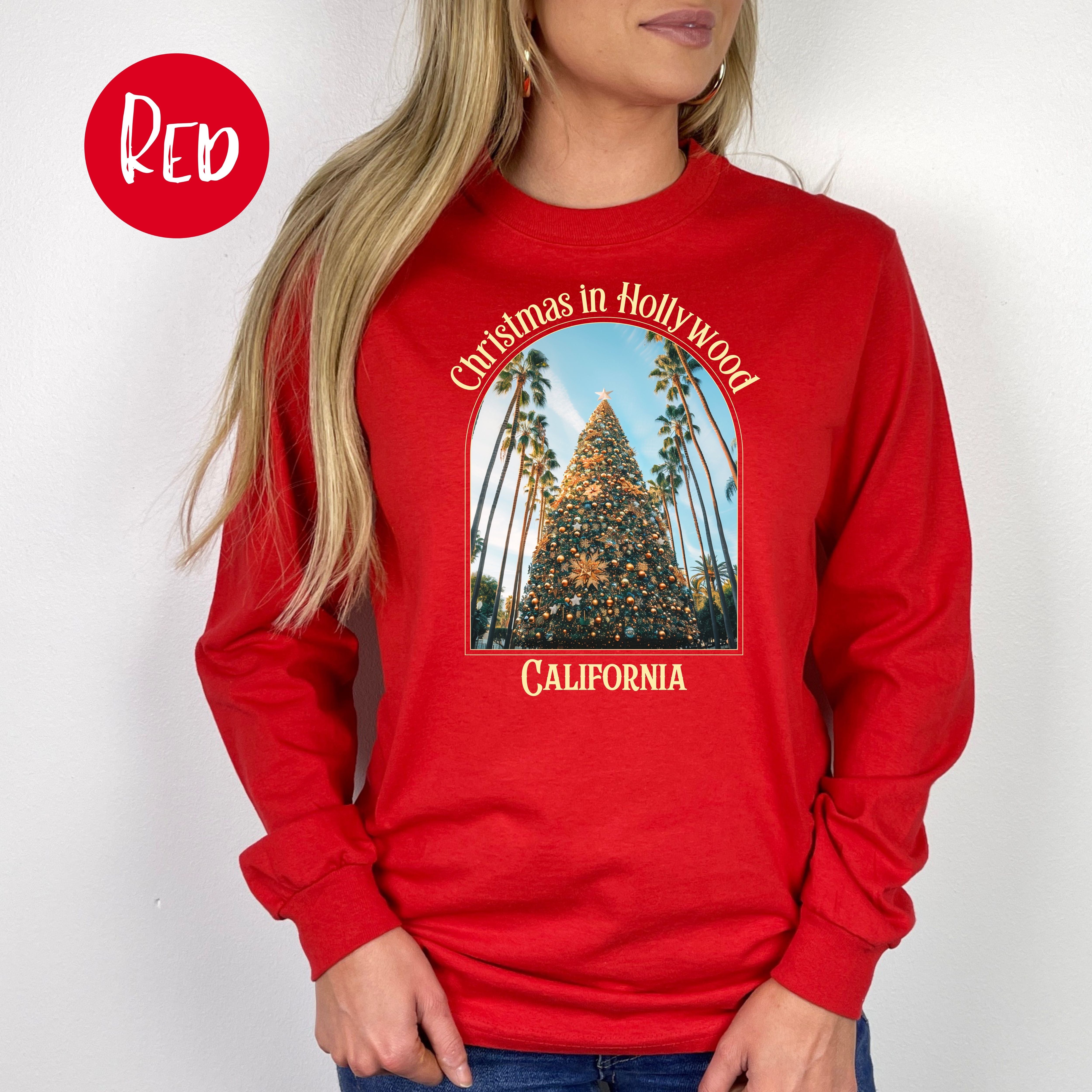 Christmas in Hollywood California Long Sleeve Tee Shirt