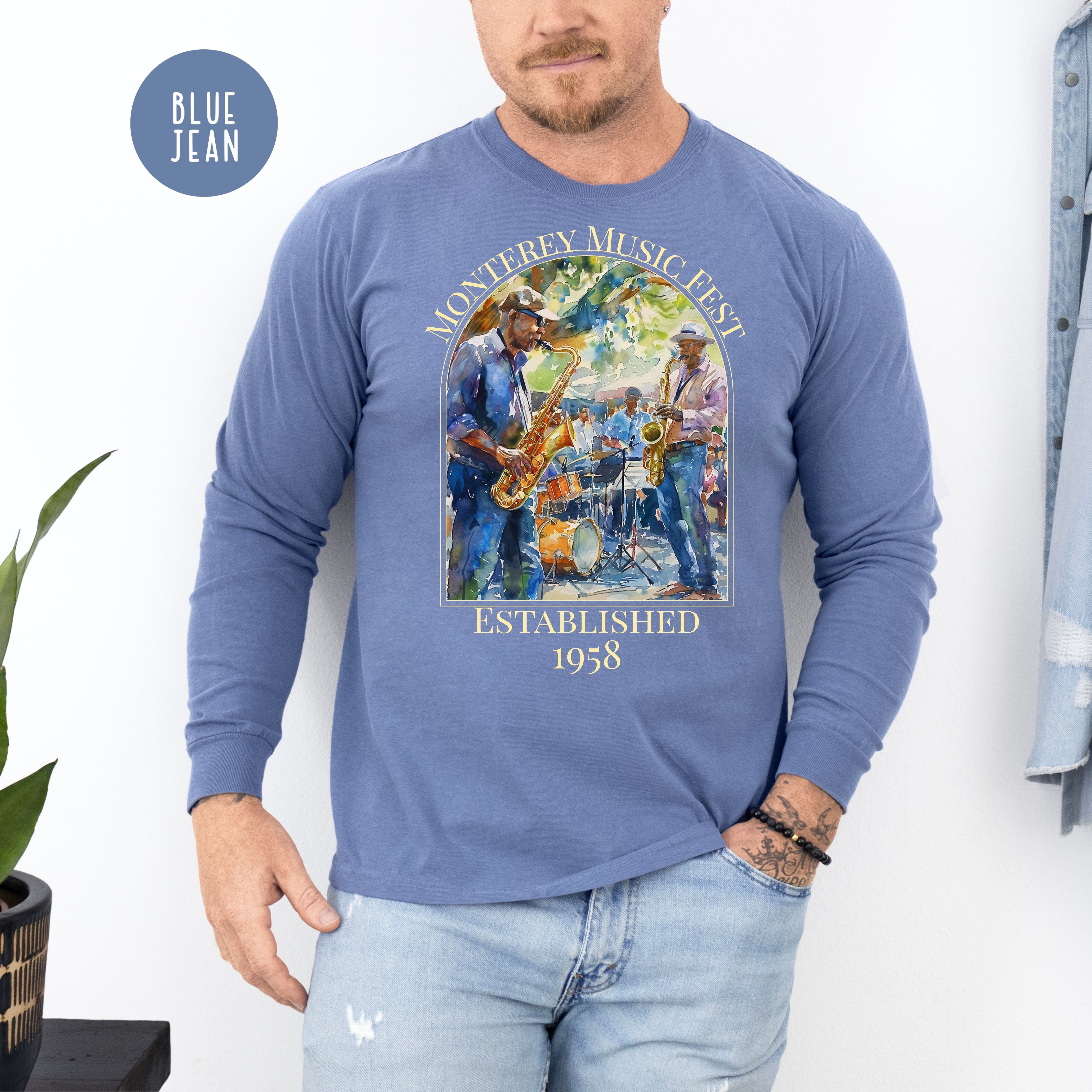 Monterey Music Festival Unisex Comfort Colors Long Sleeve T-Shirt, Music Lover Gift, Monterey Vacation Gift Shirt, California Travel Shirt