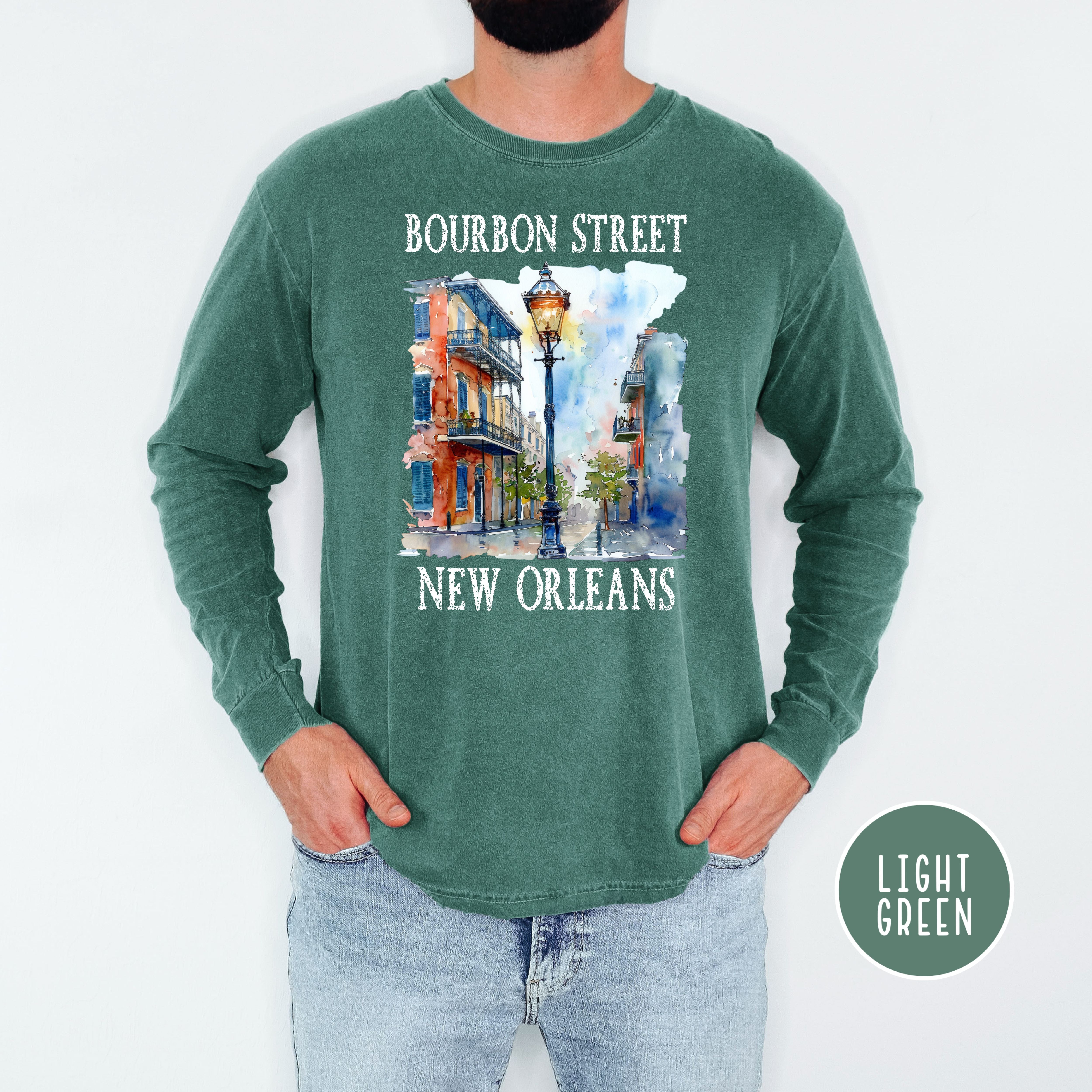 Bourbon Street New Orleans Unisex Long Sleeve Comfort Colors T-Shirt
