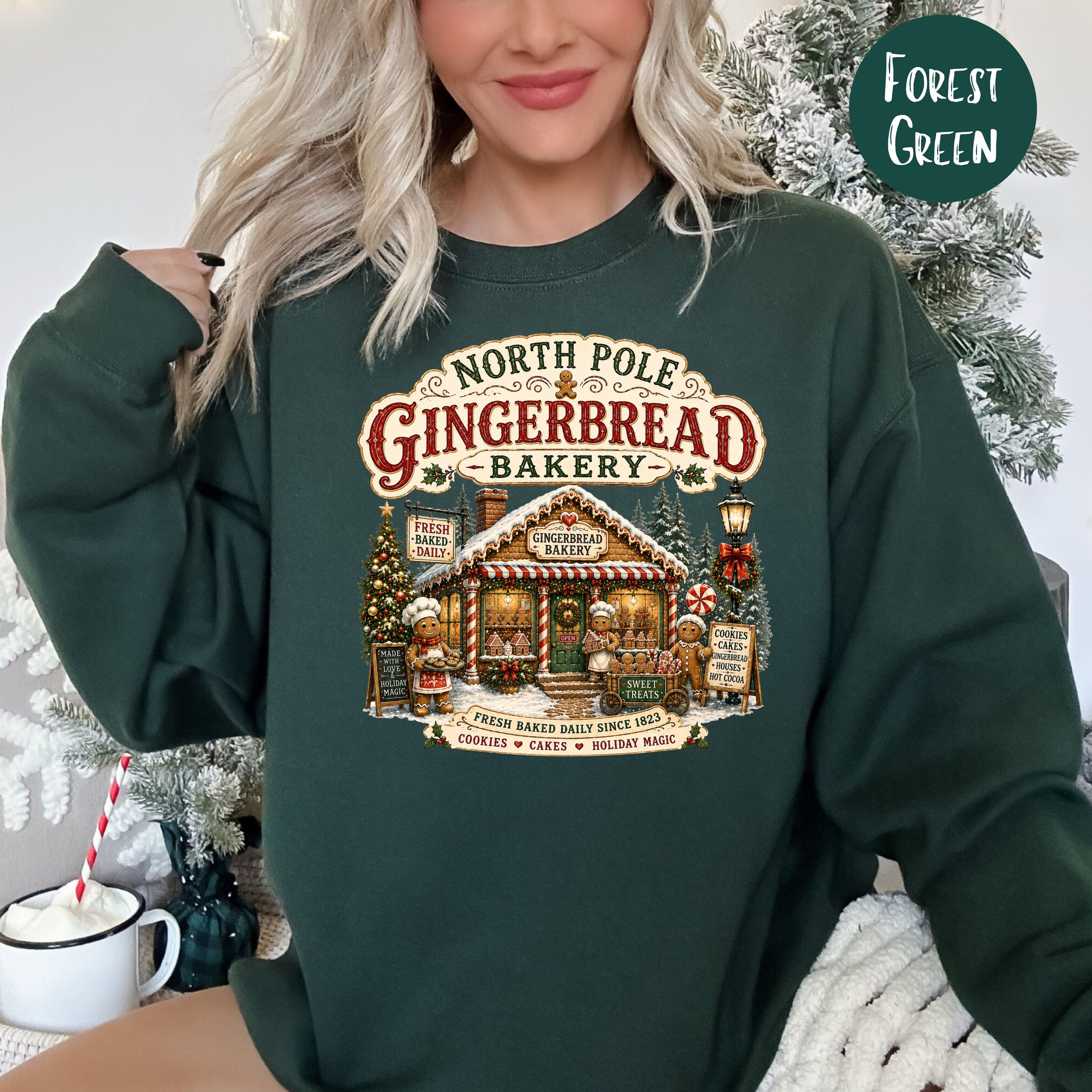 Christmas Gingerbread Bakery Pullover Sweatshirt, North Pole Christmas Gift Shirt, Gingerbread Lover Gift Shirt, Bakery Shirt, Xmas Shirt