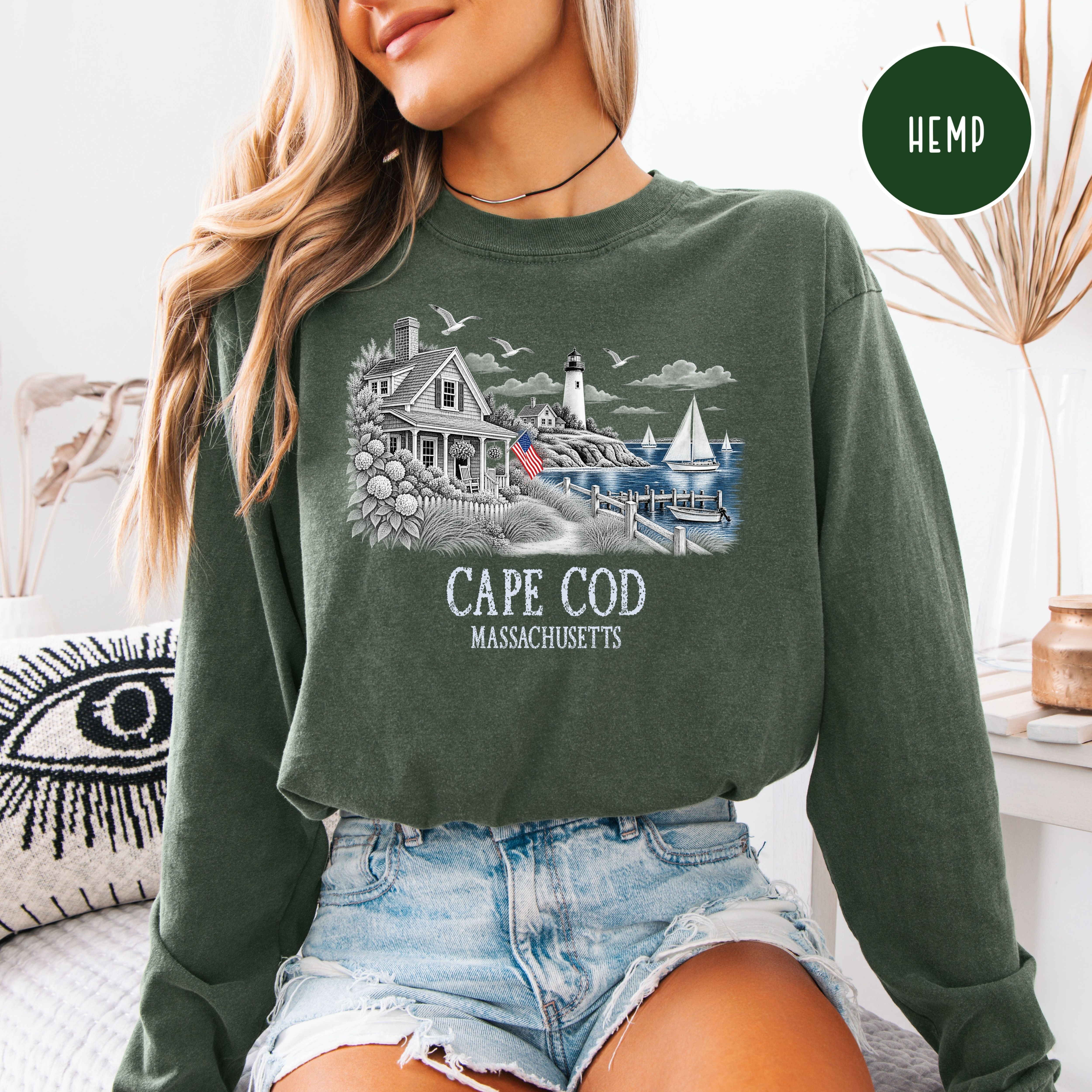 Cape Cod Massachusetts Long Sleeve Comfort Colors T-Shirt, Cape Cod Vacation Gift, Cape Cod Shirt, Traveler Gift Shirt, Seaside Shirt