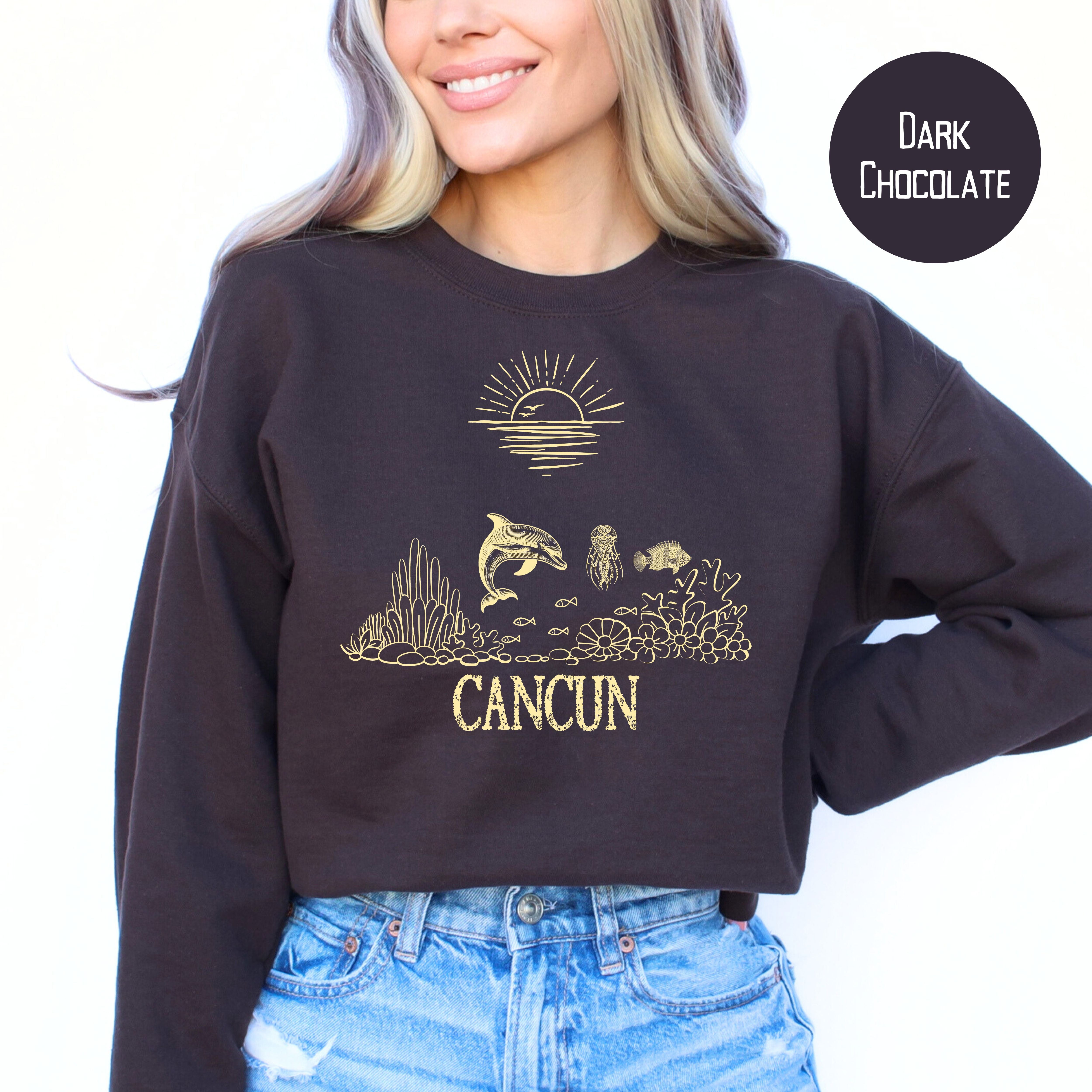 Cancun Coral Reef Dolphin Sealife Sweatshirt