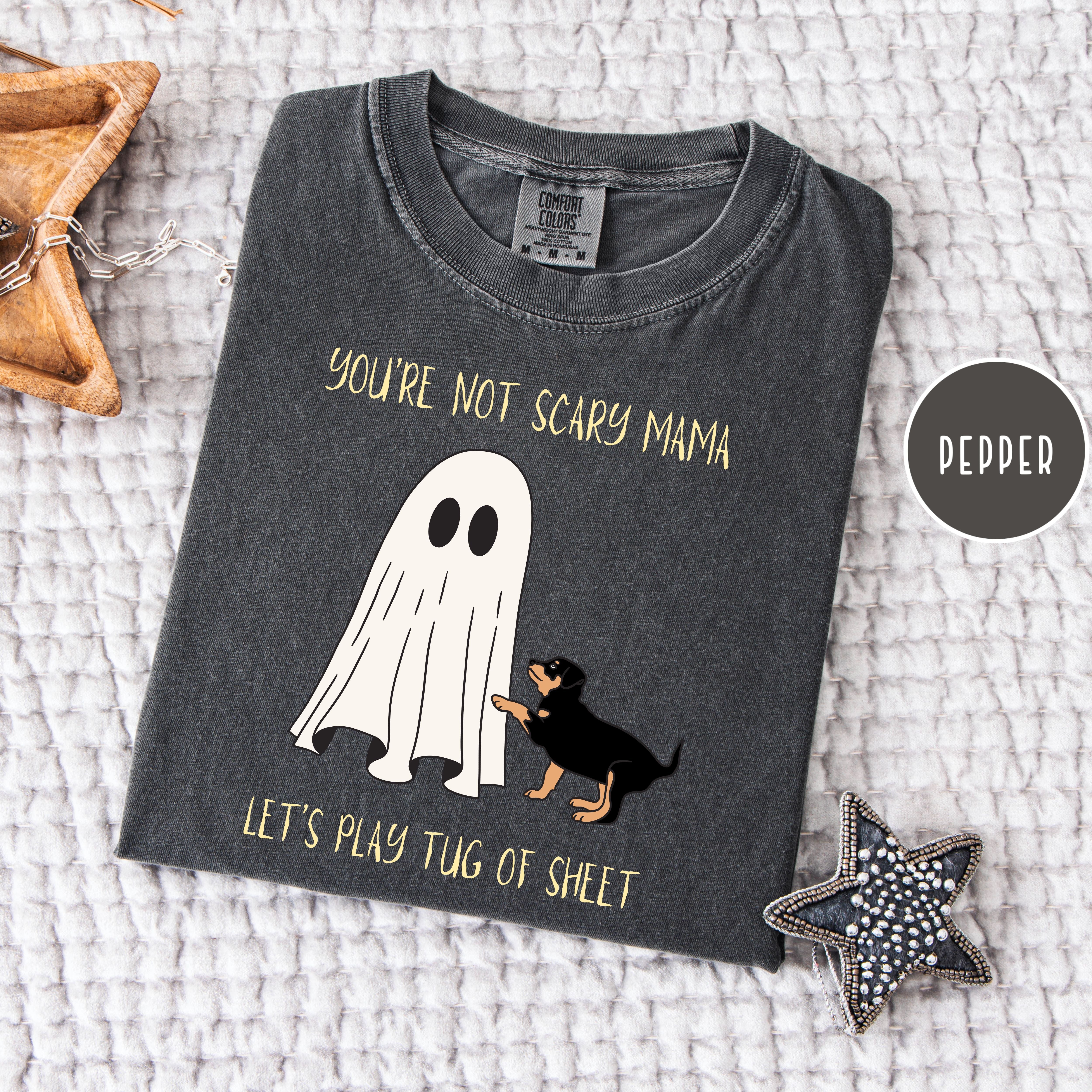 Cute Dog and Ghost Halloween Comfort Color Tee