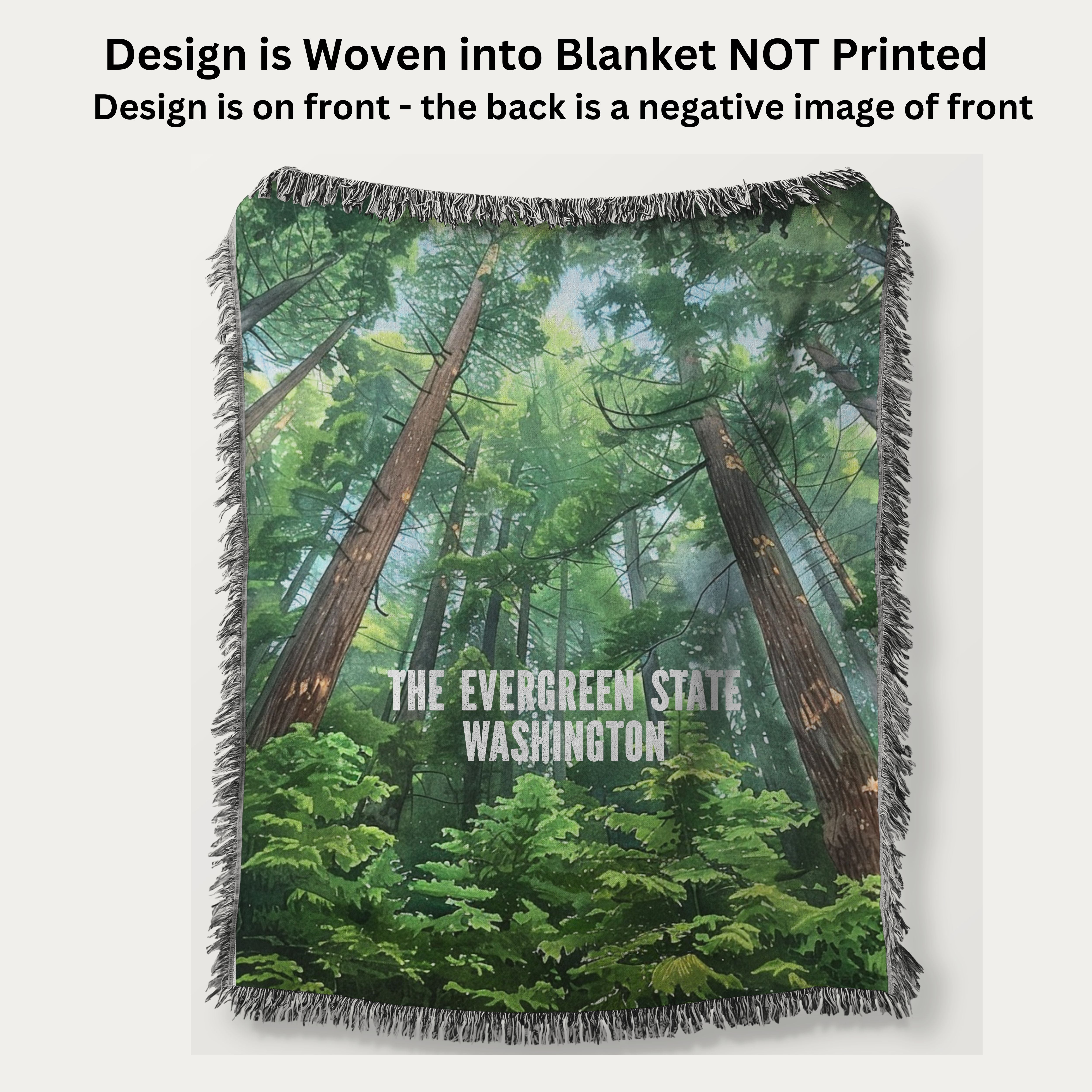 The Evergreen State Washington State Woven Throw Blanket