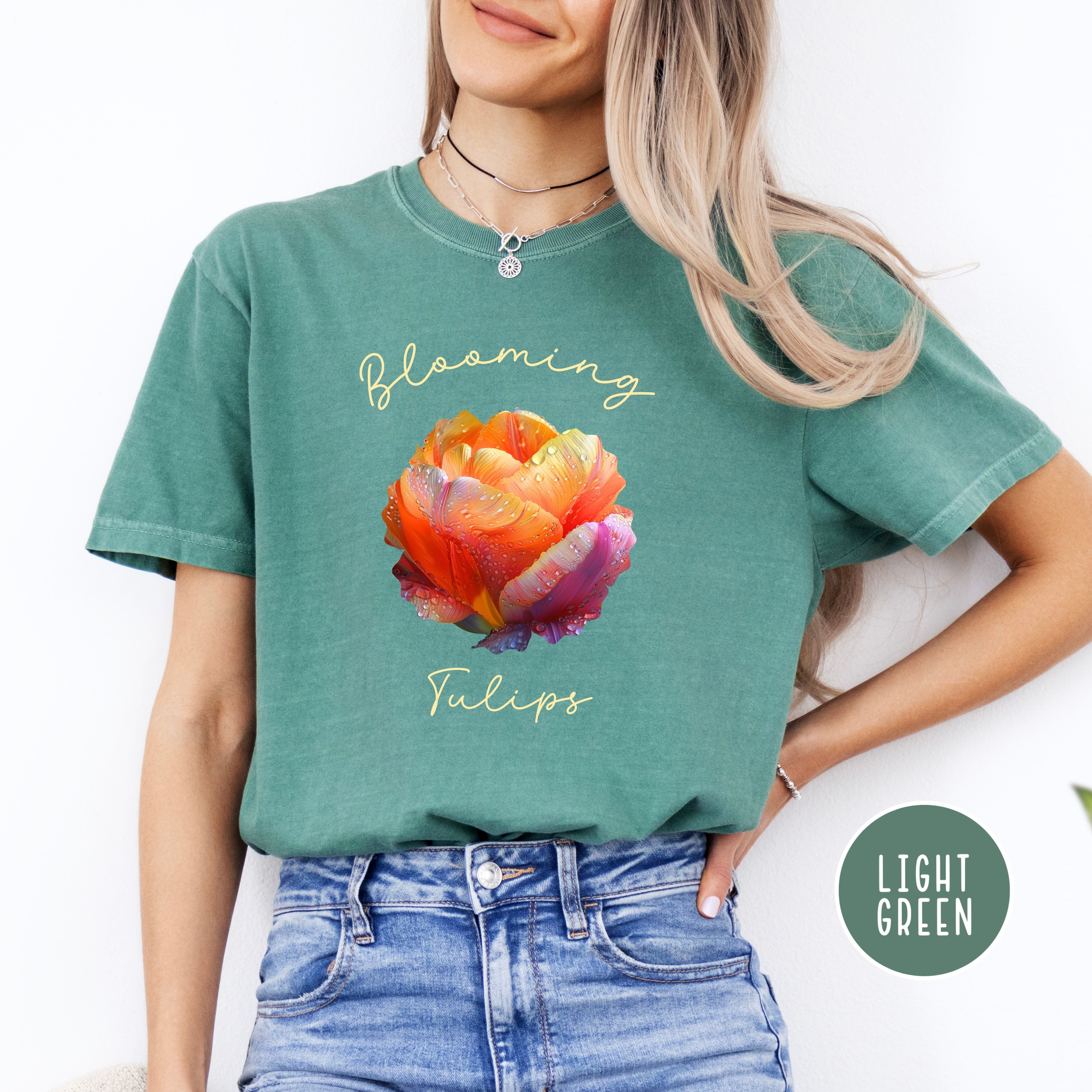 Beautiful Colorful Closeup of Tulip with Droplets Comfort Colors® Tee