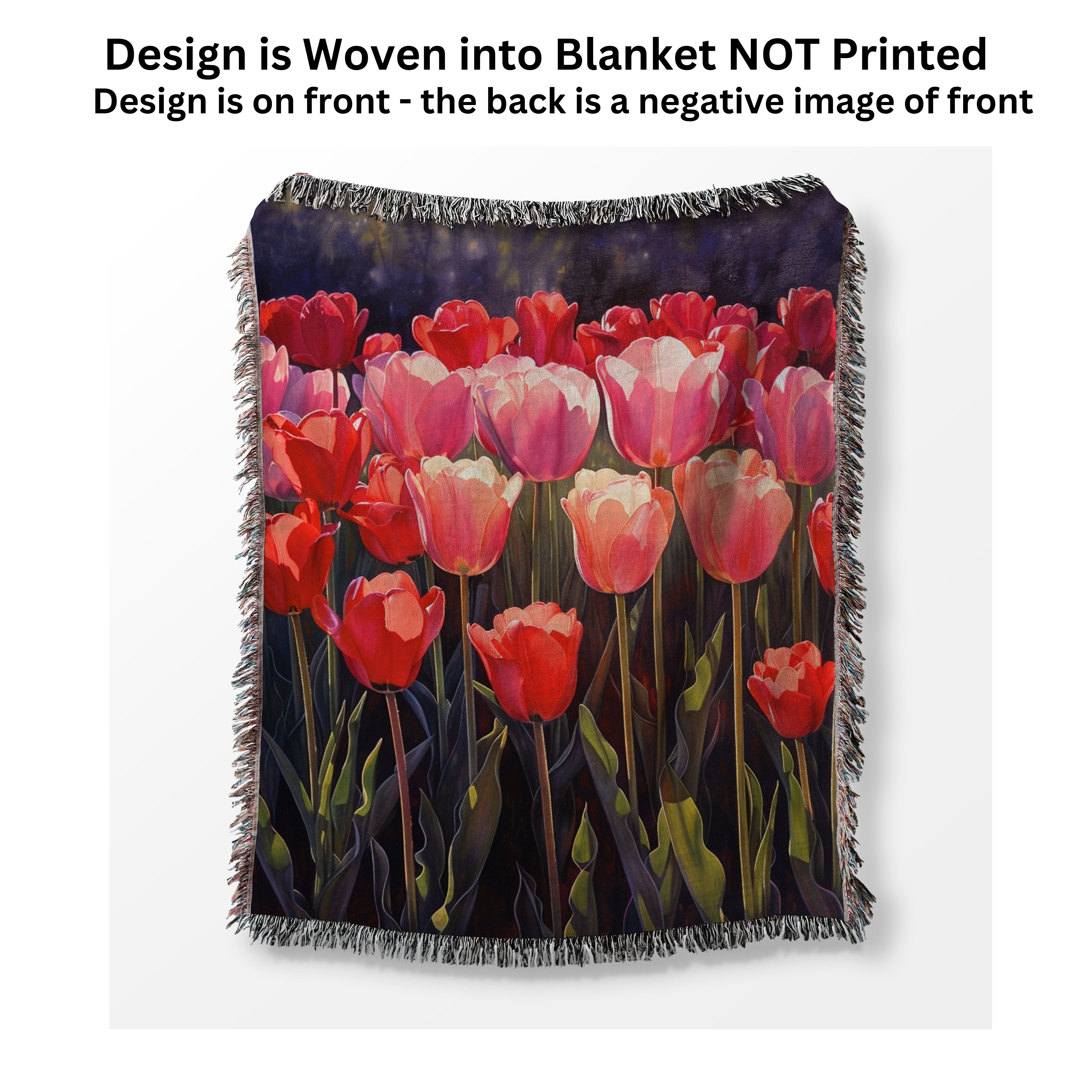 Watercolor Tulips Woven Throw Blanket Gift