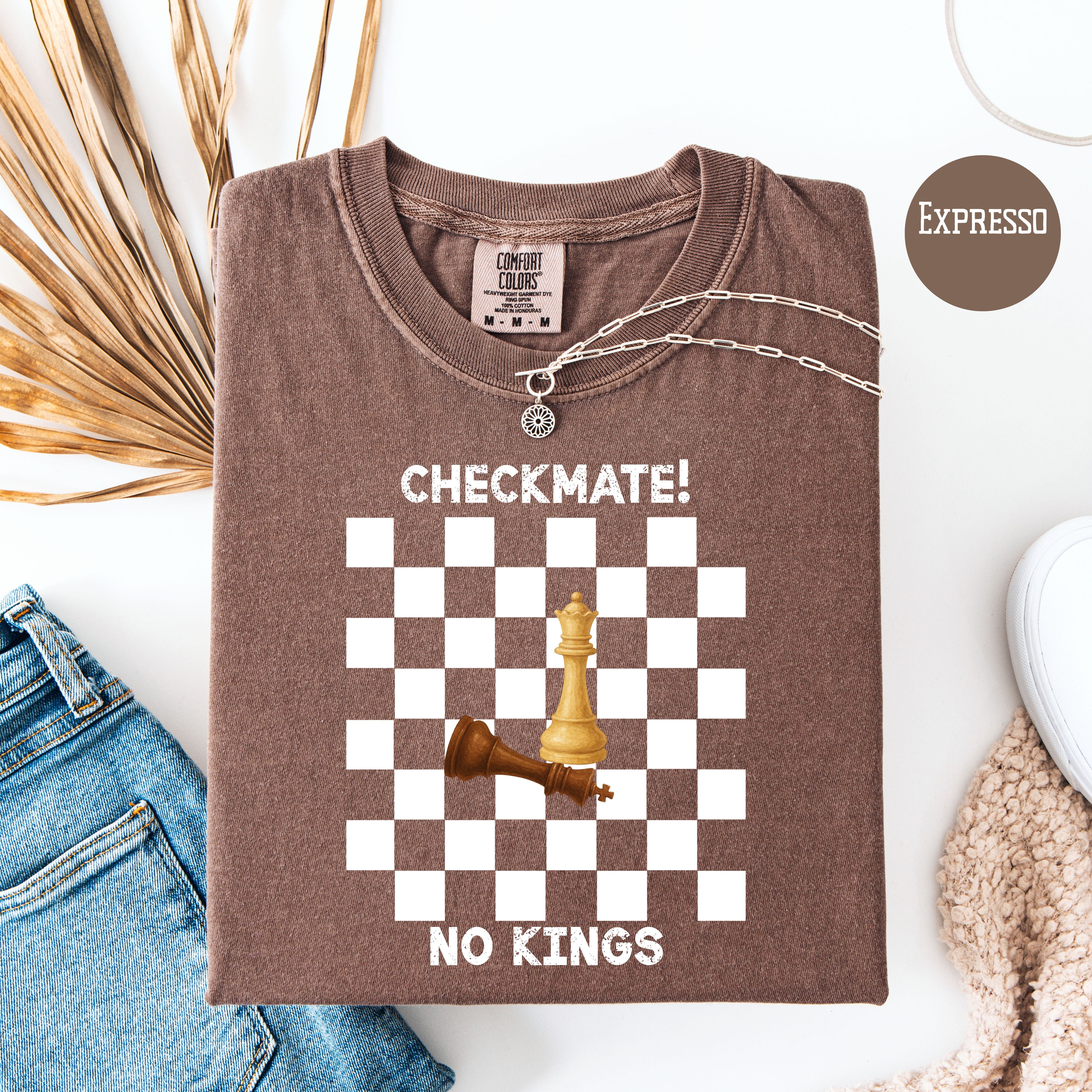Checkmate No Kings Chess Lover Comfort Colors Anti Trump Protest Tee