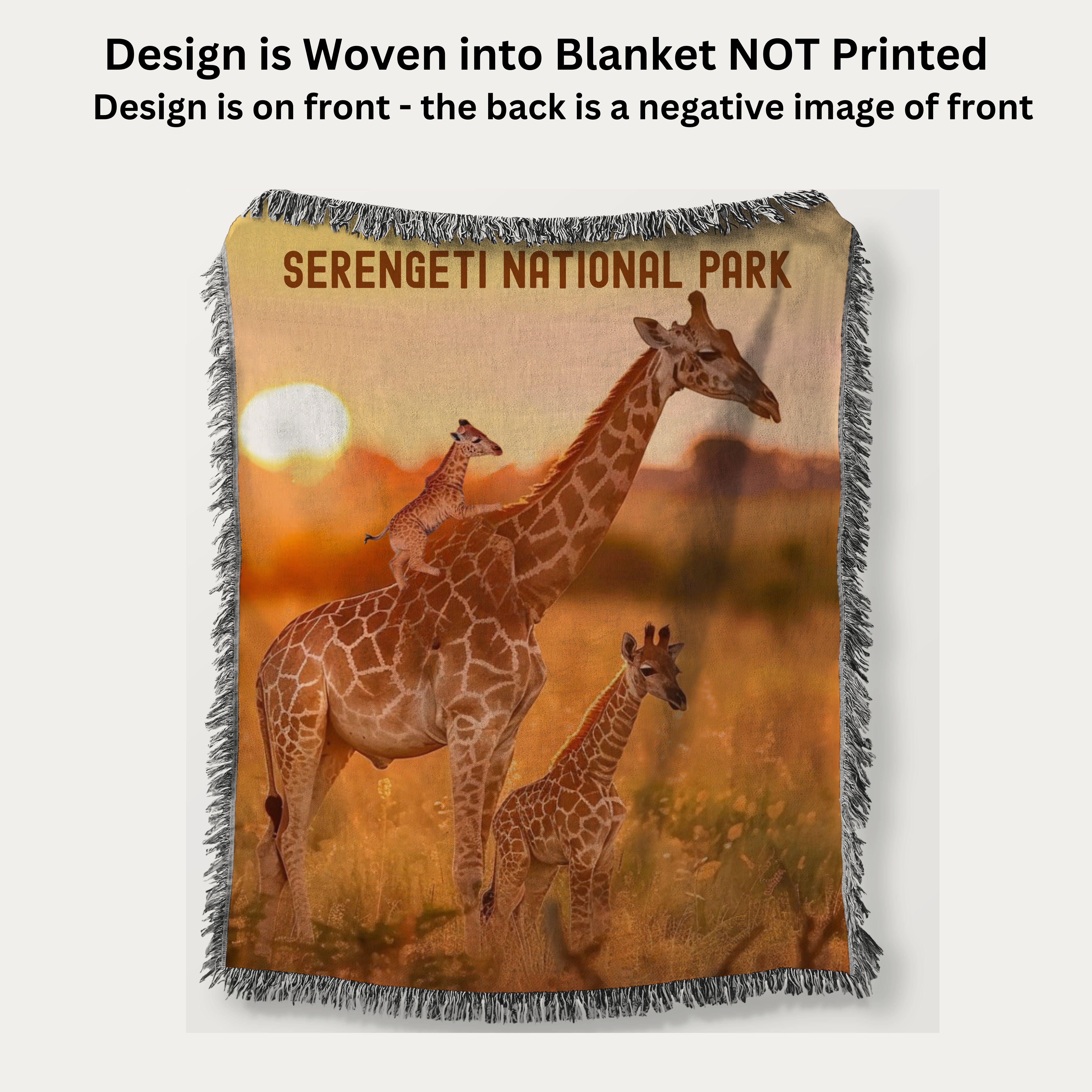 Giraffes At Serengeti National Park Woven Throw Blanket