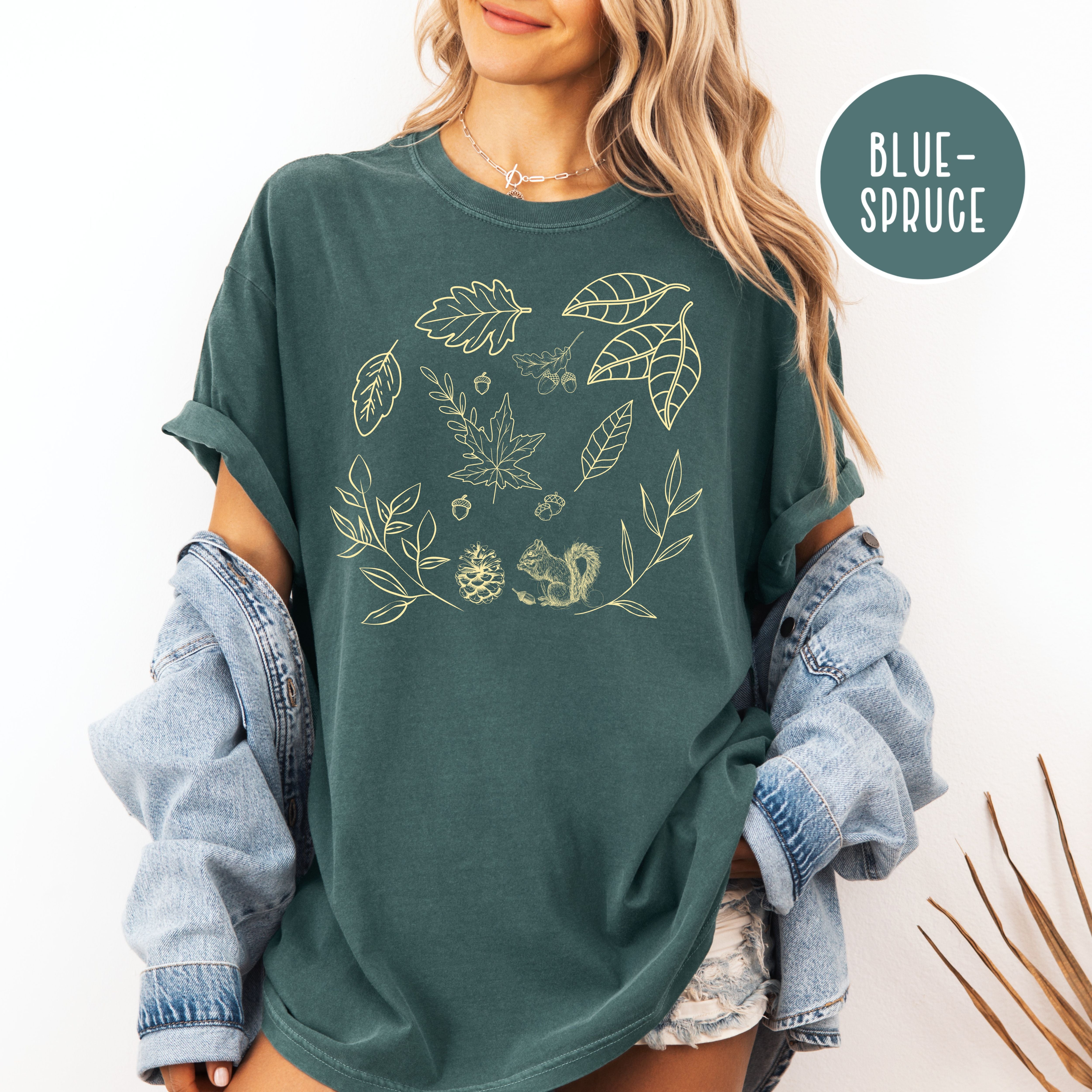 Squirrel Acorns and Fall Leaves Comfort Colors Autumn Lover Tee