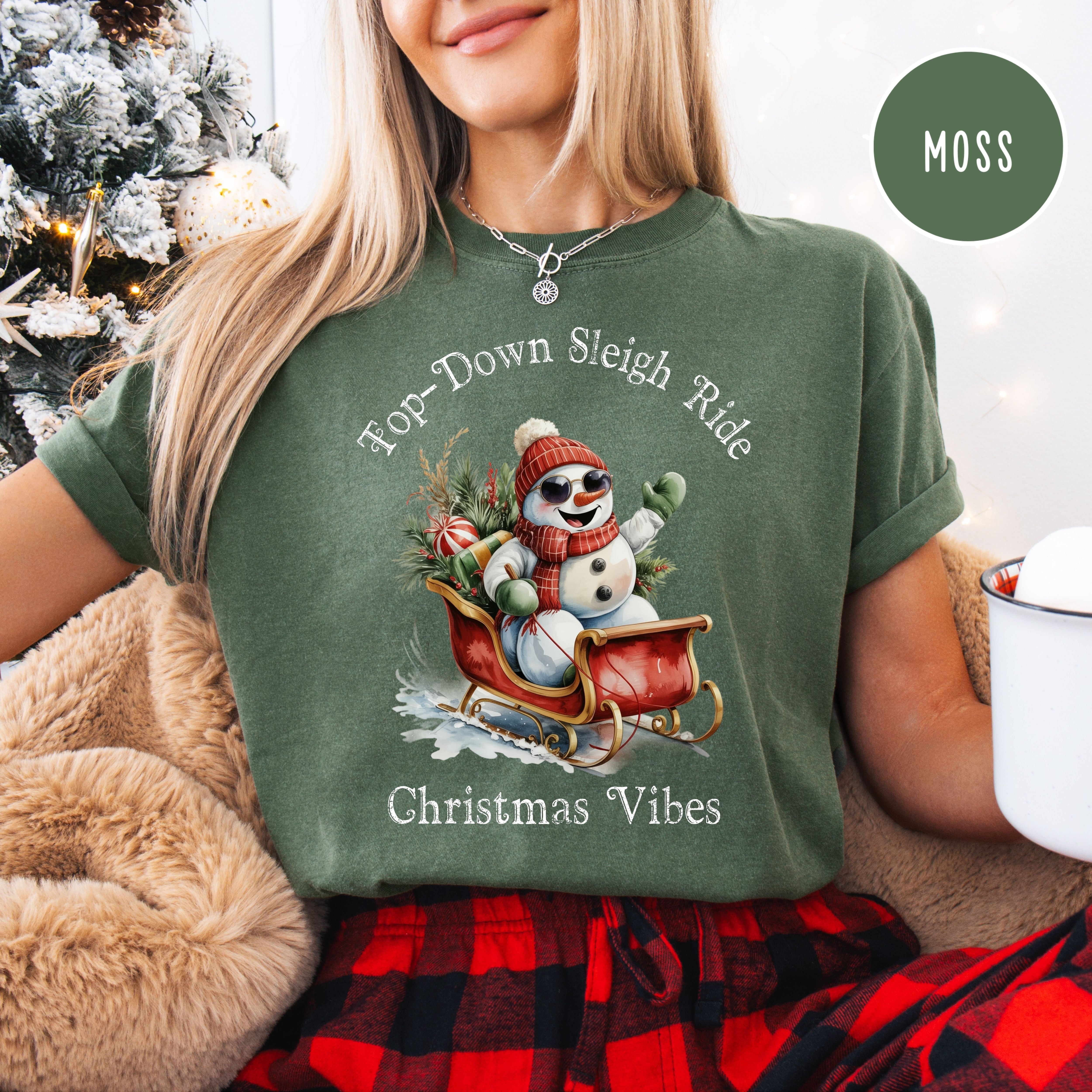 Top-Down Sleigh Ride Christmas Vibes Comfort Colors Gift Shirt