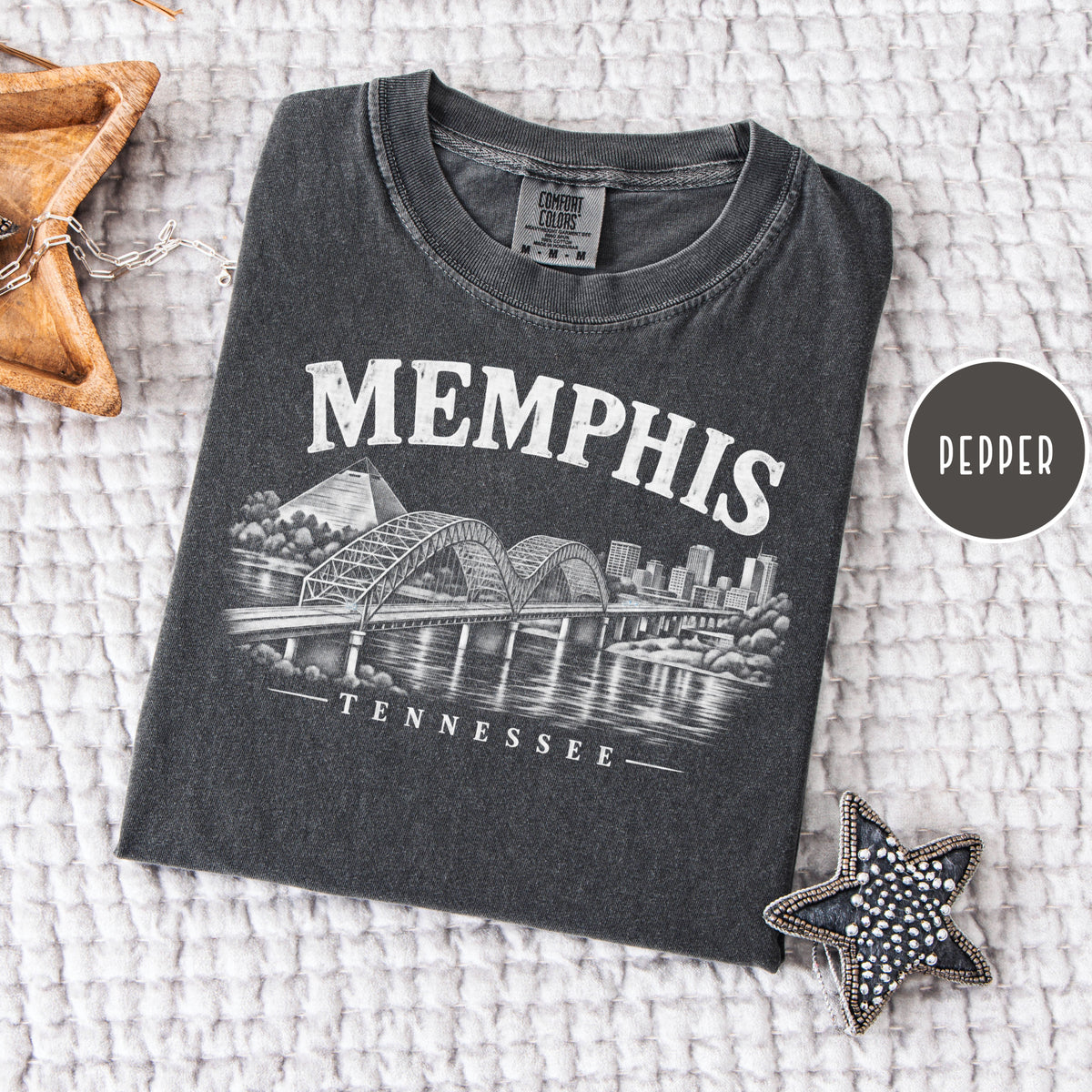 Memphis Tennessee Distressed Style Unisex Comfort Colors T-Shirt, Memphis River Bridge Shirt, Memphis Gift Shirt, Memphis Vacation Tee Shirt