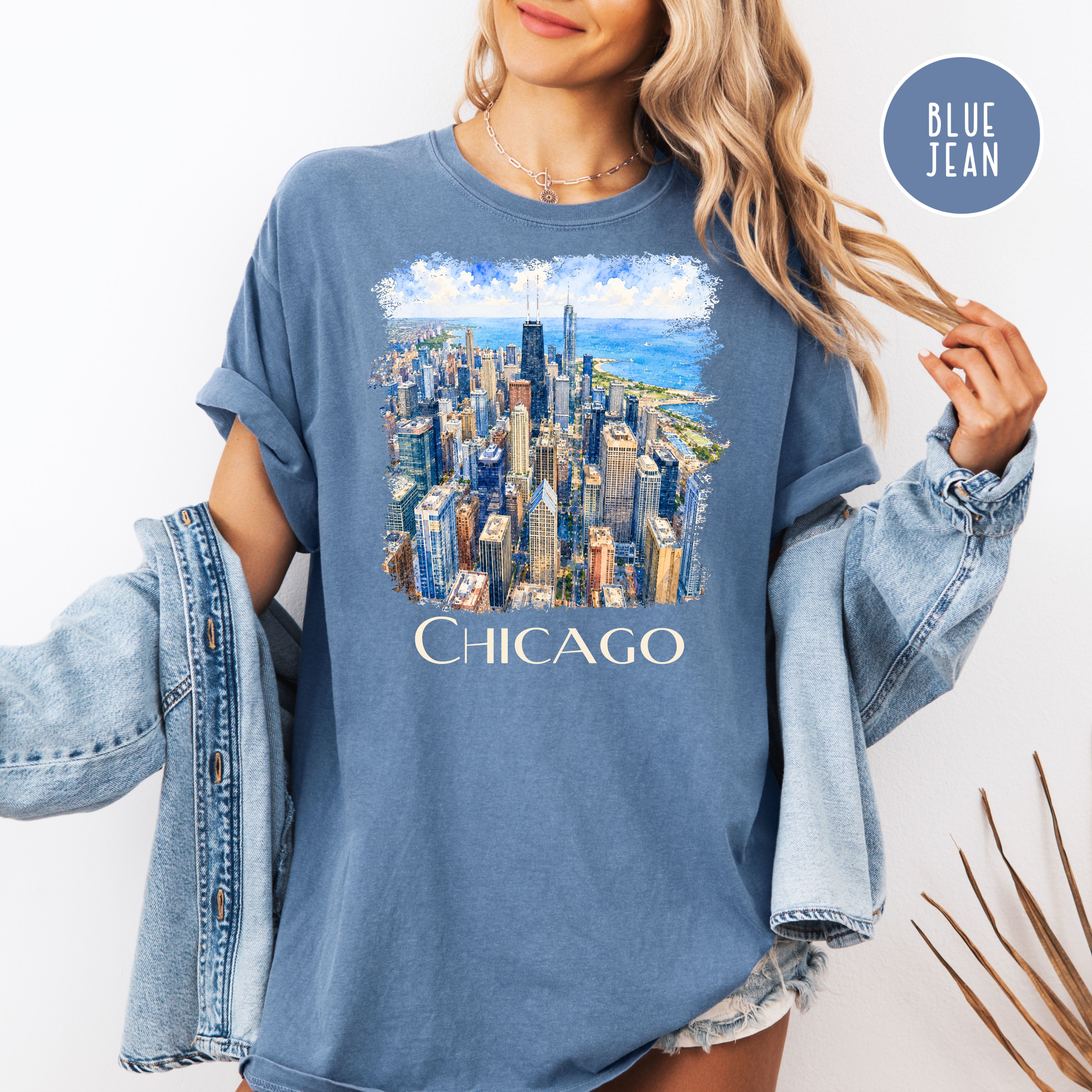 Chicago Lover Unisex Comfort Colors Travel T-Shirt, Chicago Vacation Gift Shirt, Chicago Skyscrapers Shirt, Chicagoan Tee, Traveler Gift Tee