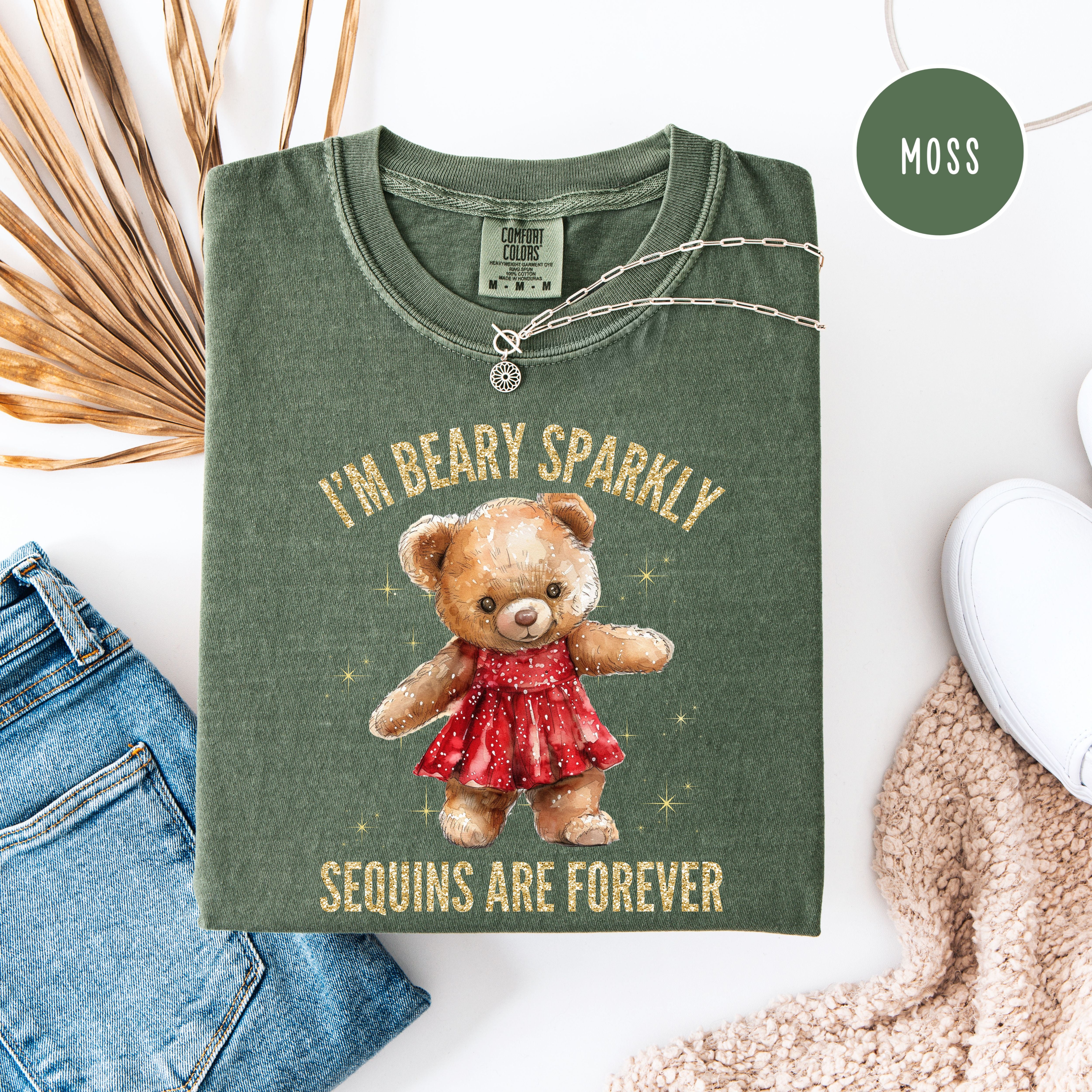 Beary Sparkly Swiftie Showgirl Comfort Colors Tee, Teddy Bear Lover Swiftie Fans Shirt