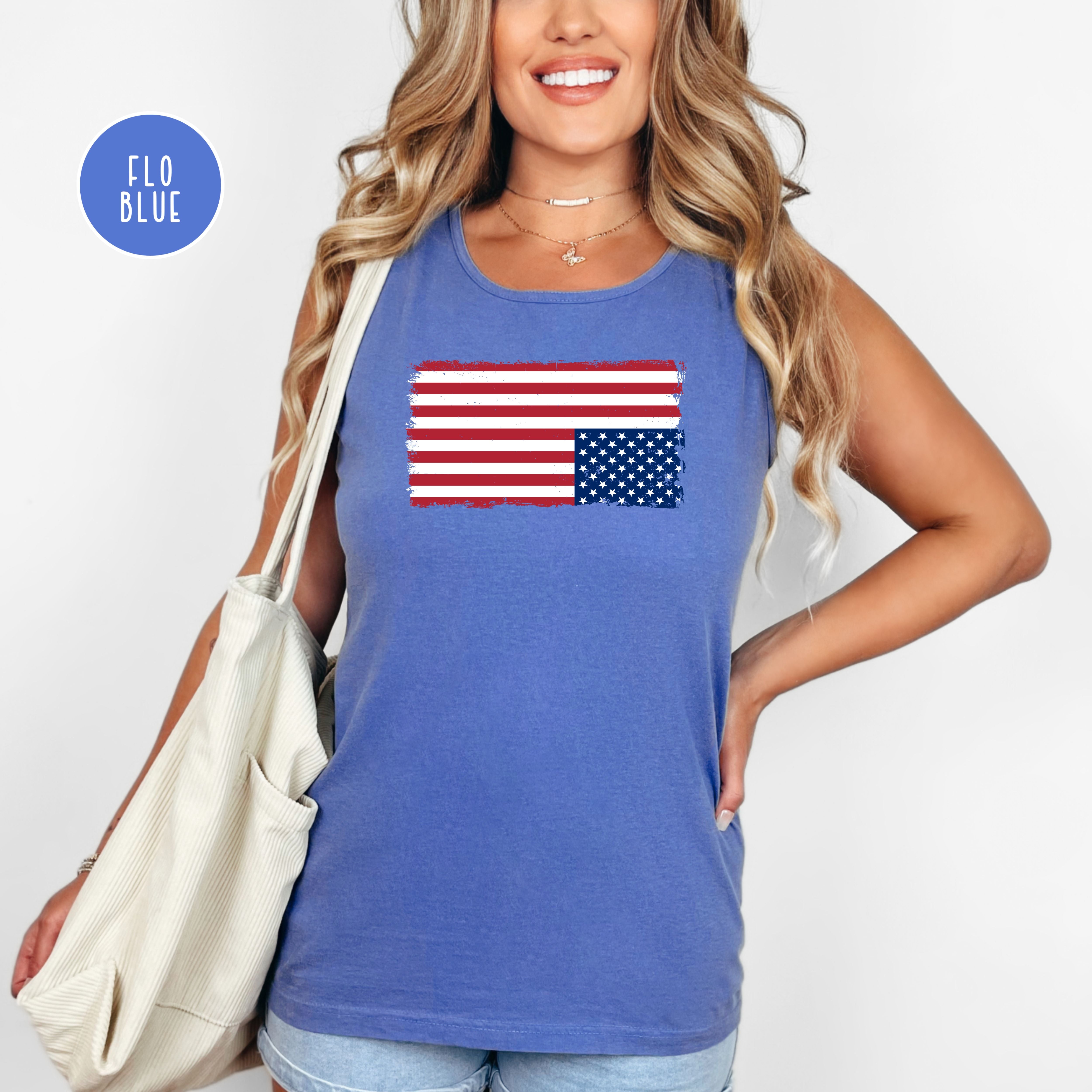 Upside Down Flag Comfort Colors Tank Top, Anti Trump Protest Shirt, Democrat Gift Shirt, Pro Democracy Anti Fascism Tank Top