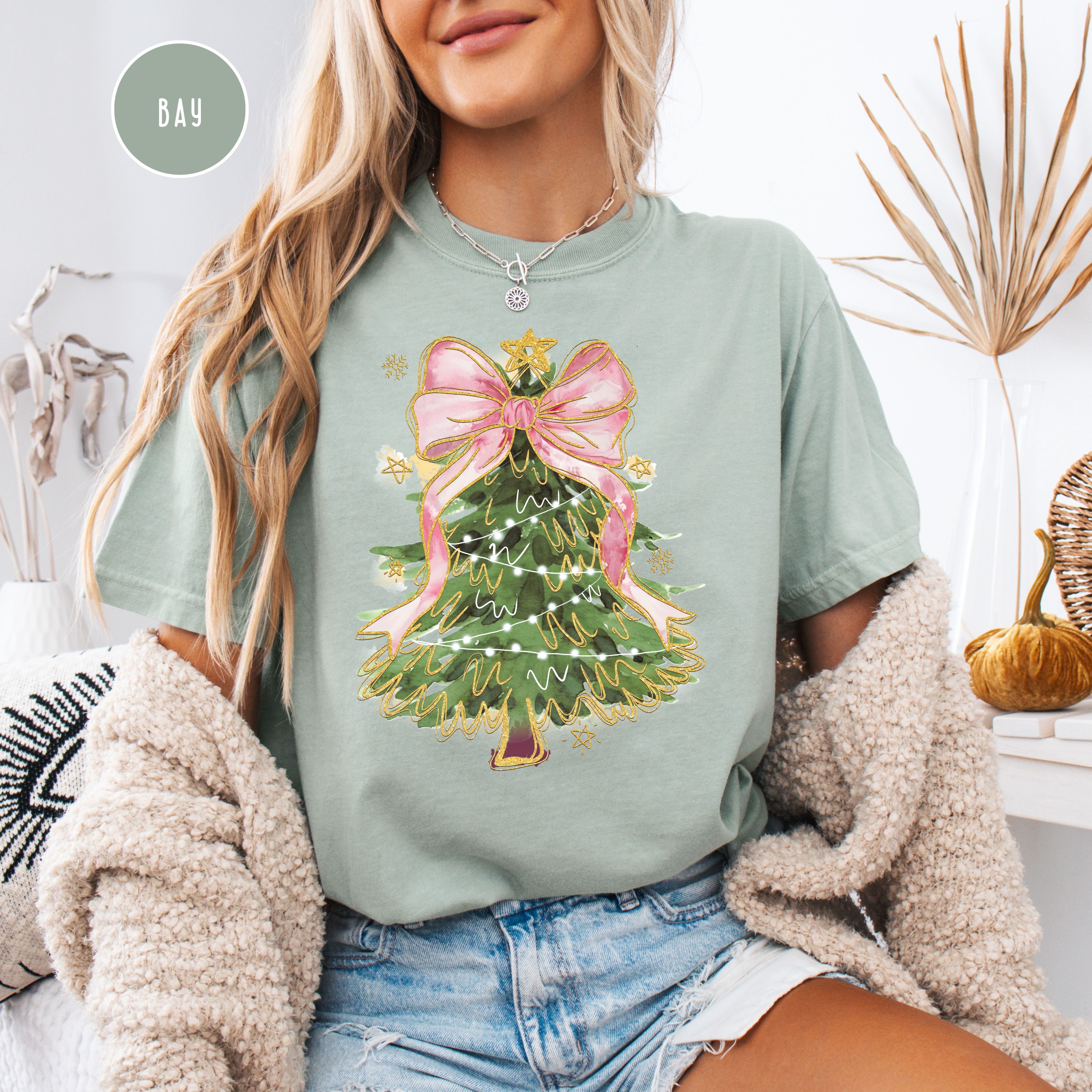 Pink Bow Christmas Tree Comfort Colors® Tee