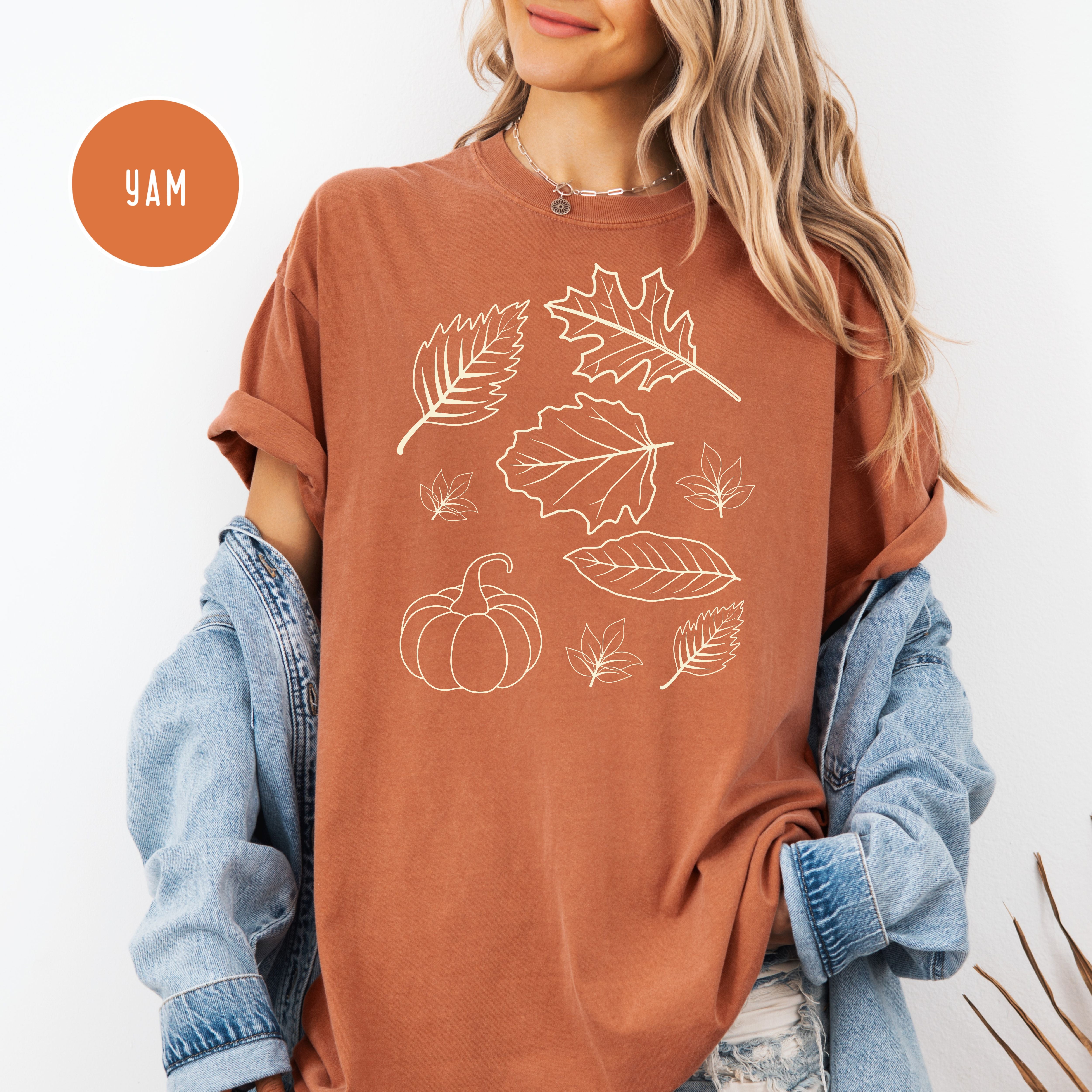 Boho Vintage Fall Pressed Leaves Comfort Colors Autumn Lover Tee