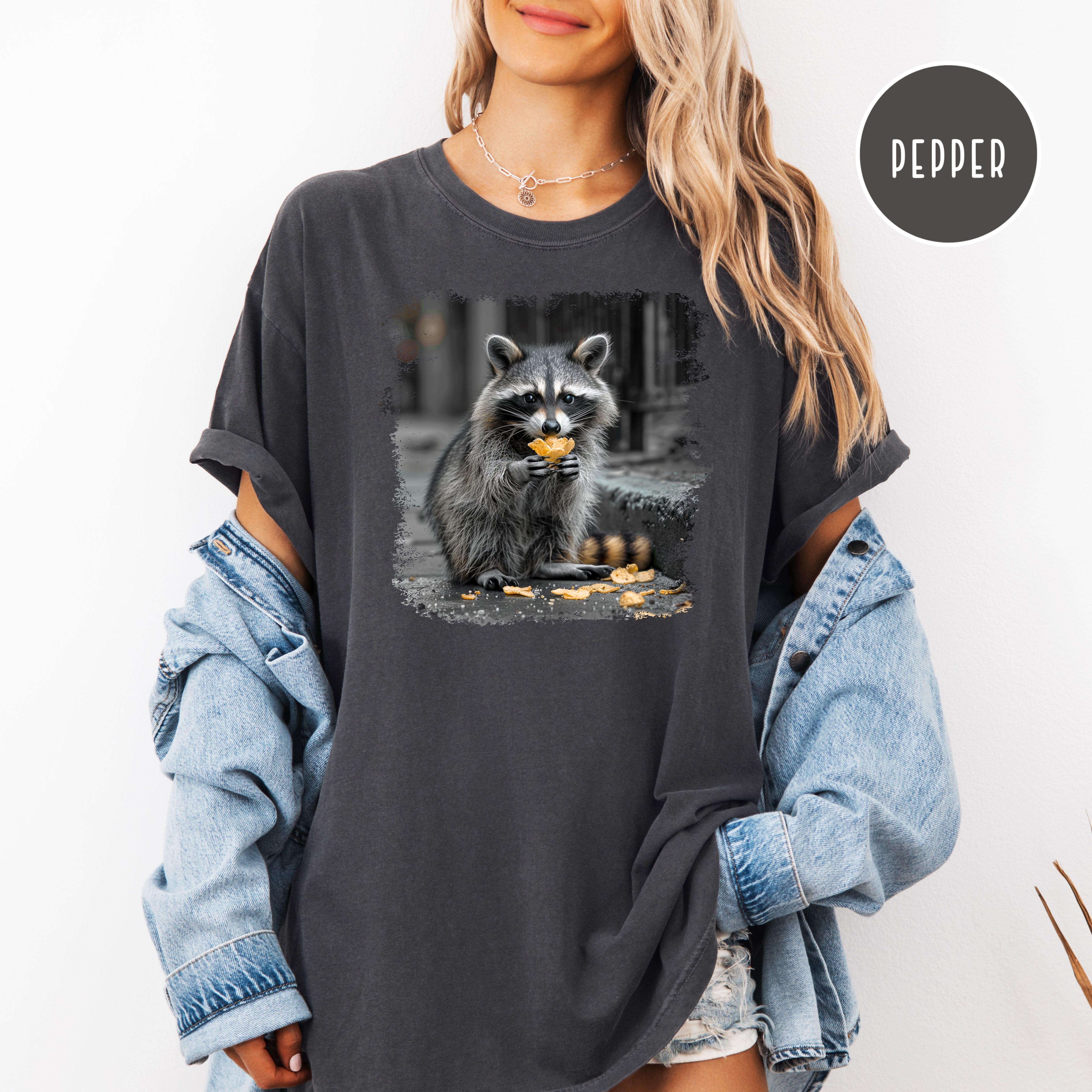 Funny Animal Meme Comfort Colors T-Shirt, Raccoon Eating Chips Shirt, Raccoon Lover Tee Shirt, Funny Animal Lover Shirt