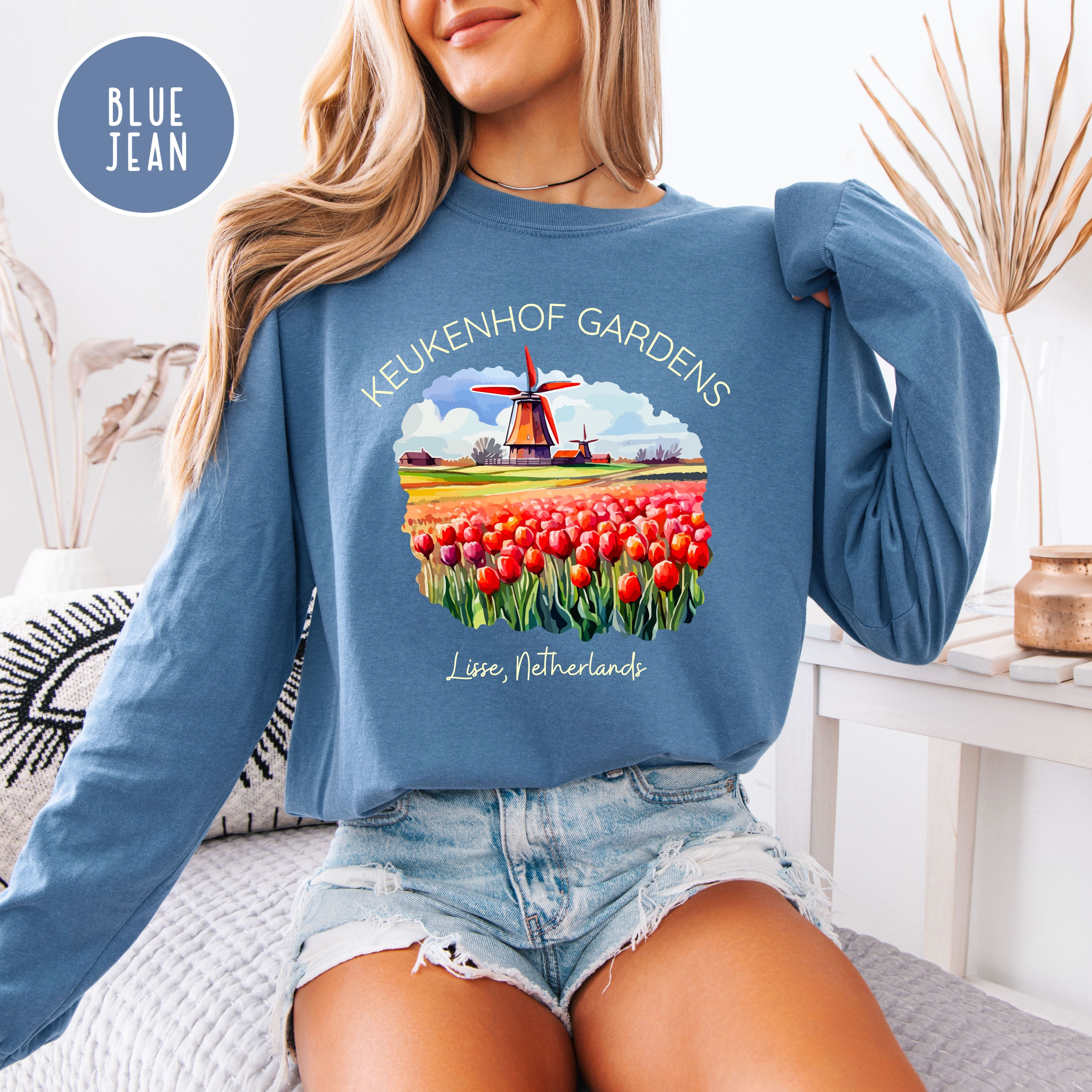 Lisse Netherlands Comfort Colors Long Sleeve Tee Shirt Gift, Gardens of Netherlands, Keukenhof Gardens, Lisse Netherlands Vacation Gift