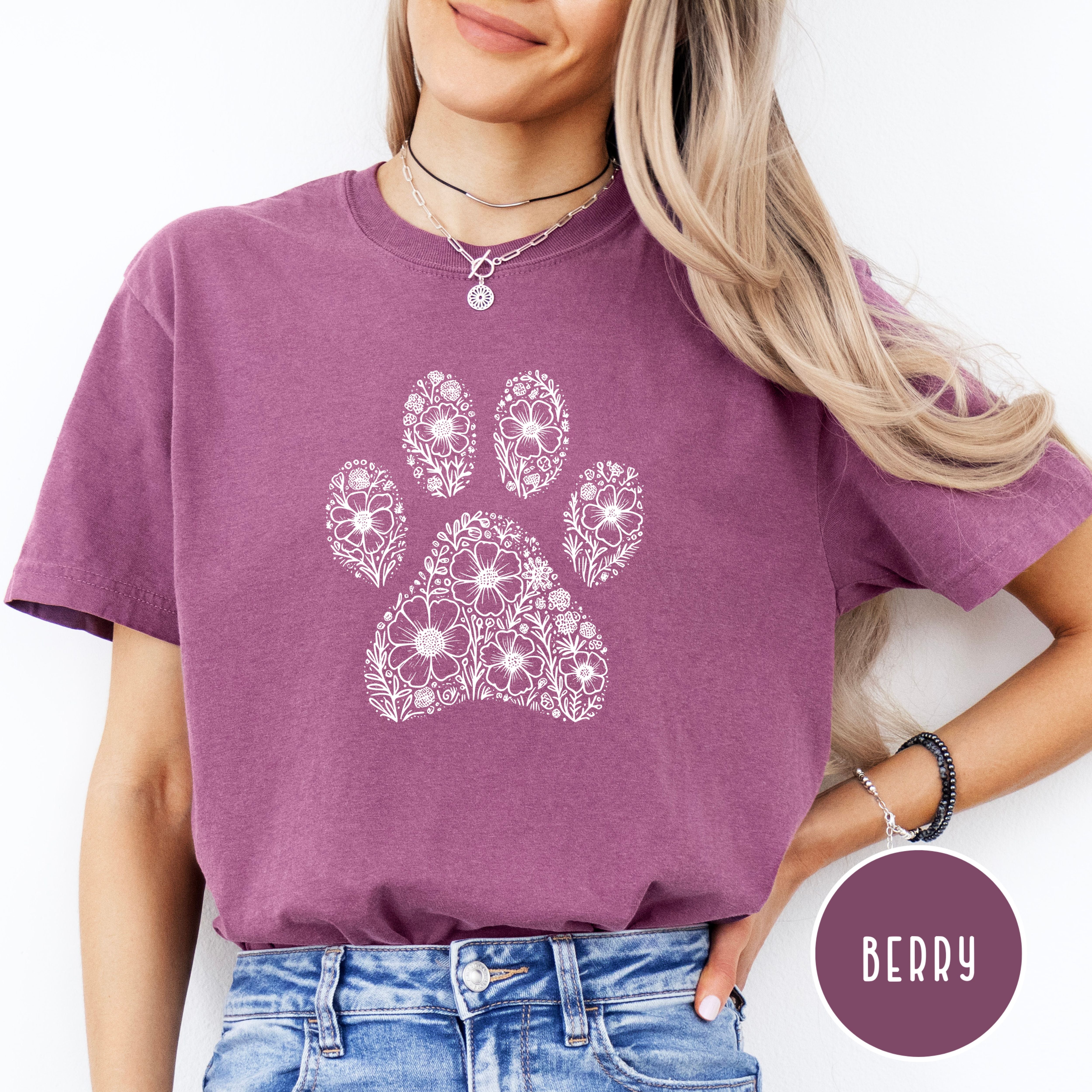 Dog Paw Daisy Flowers Comfort Colors® Tee