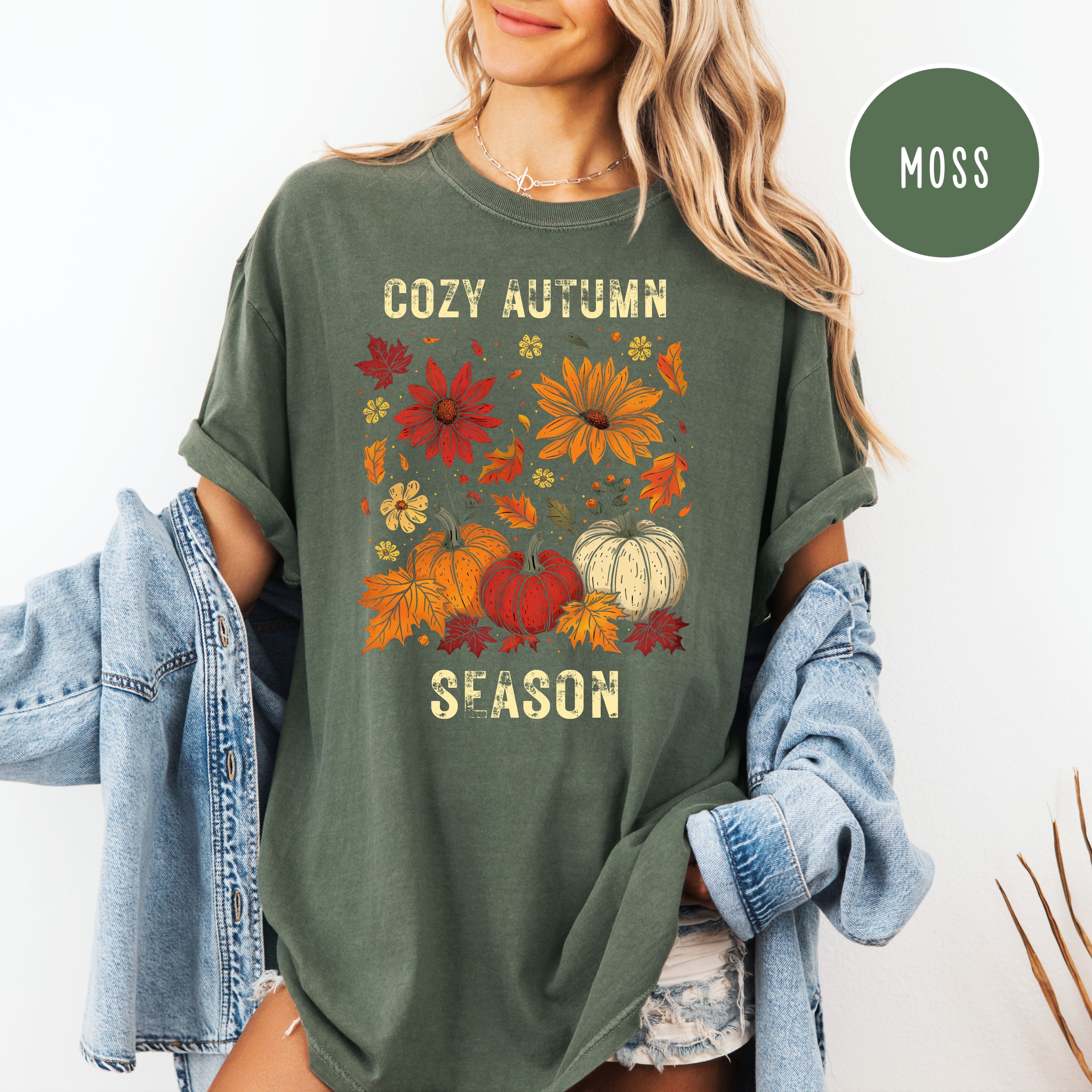 Cozy Autumn Season Fall Colors Comfort Colors Halloween Season Gift Shirt, Thanksgiving Tee Shirt