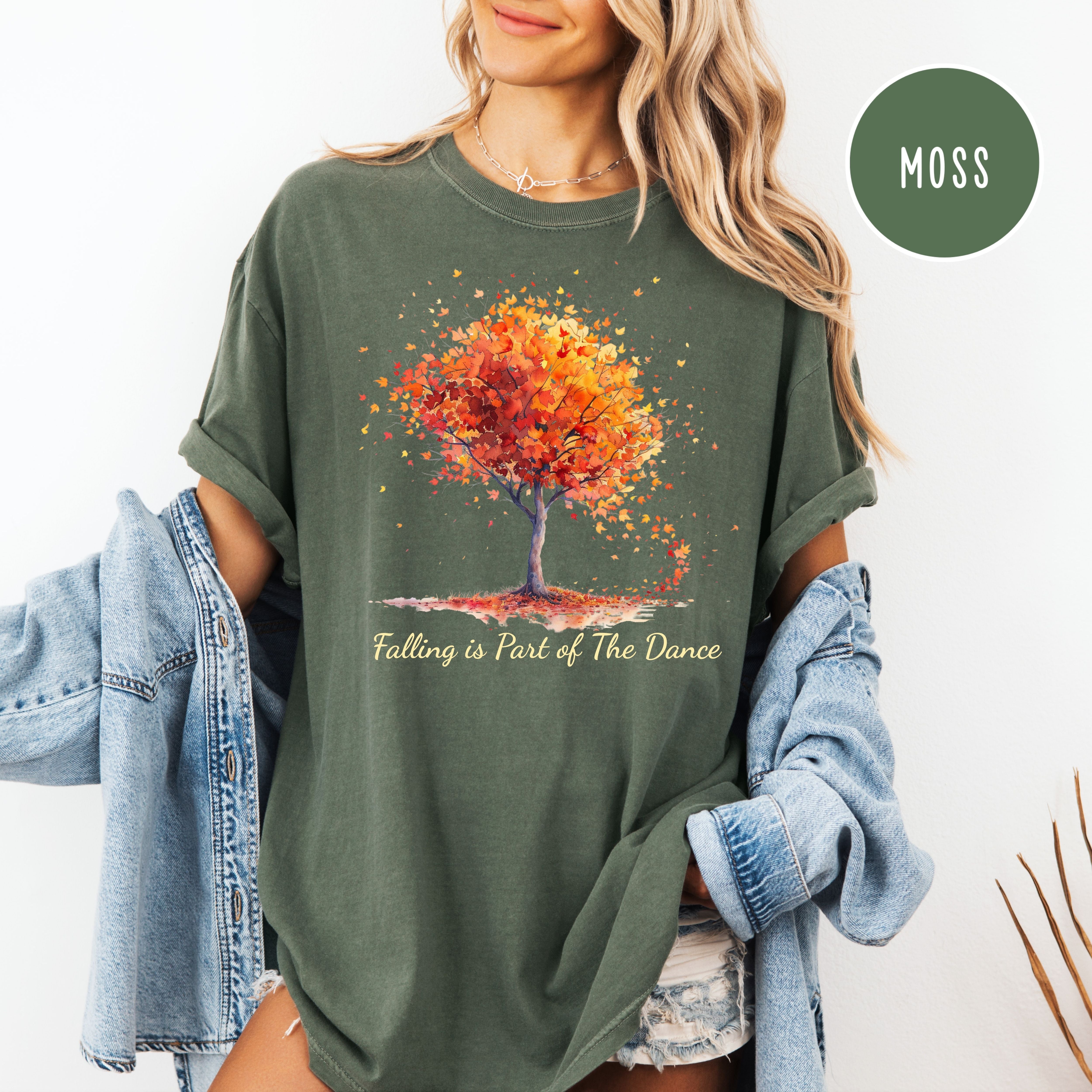 Falling is Part of The Dance Falling Autumn Leaves Comfort Colors Tee