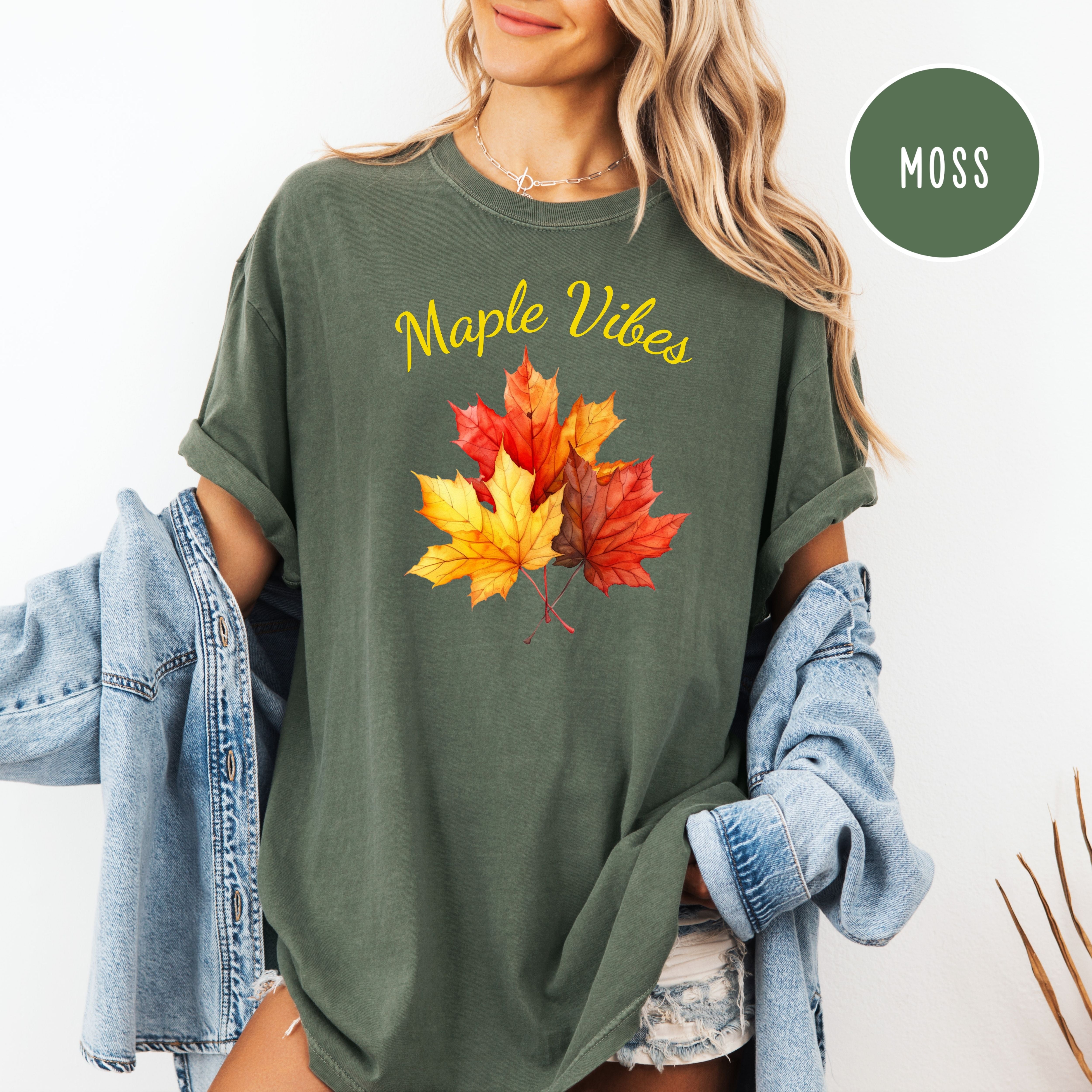Maple Vibes Fall Leaves Comfort Colors Autumn Gift Shirt