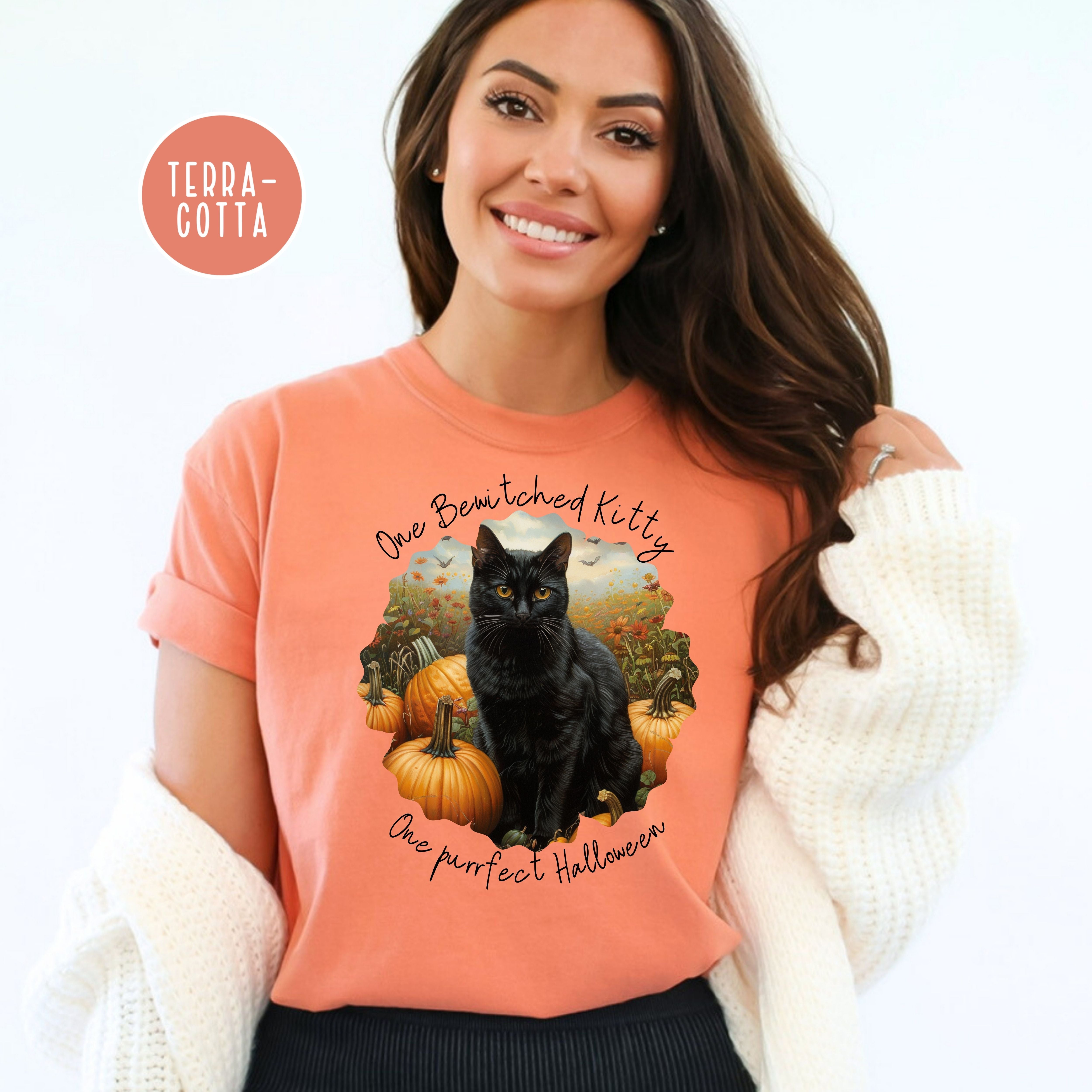 Bewitched Kitty on a Purrfect Halloween Comfort Colors® Tee