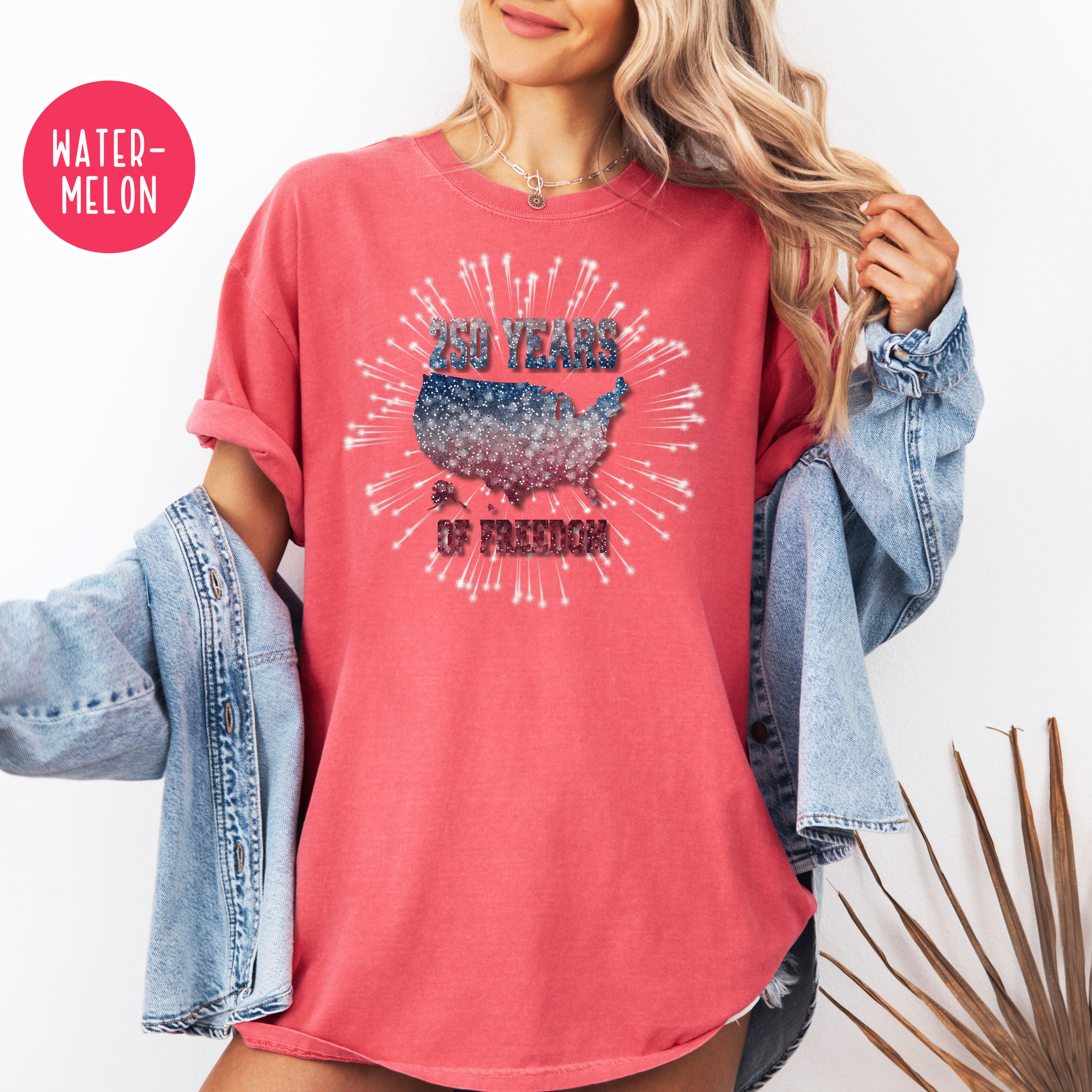 250 Years of Freedom Comfort Colors T-Shirt, 4th of July Fireworks Shirt
