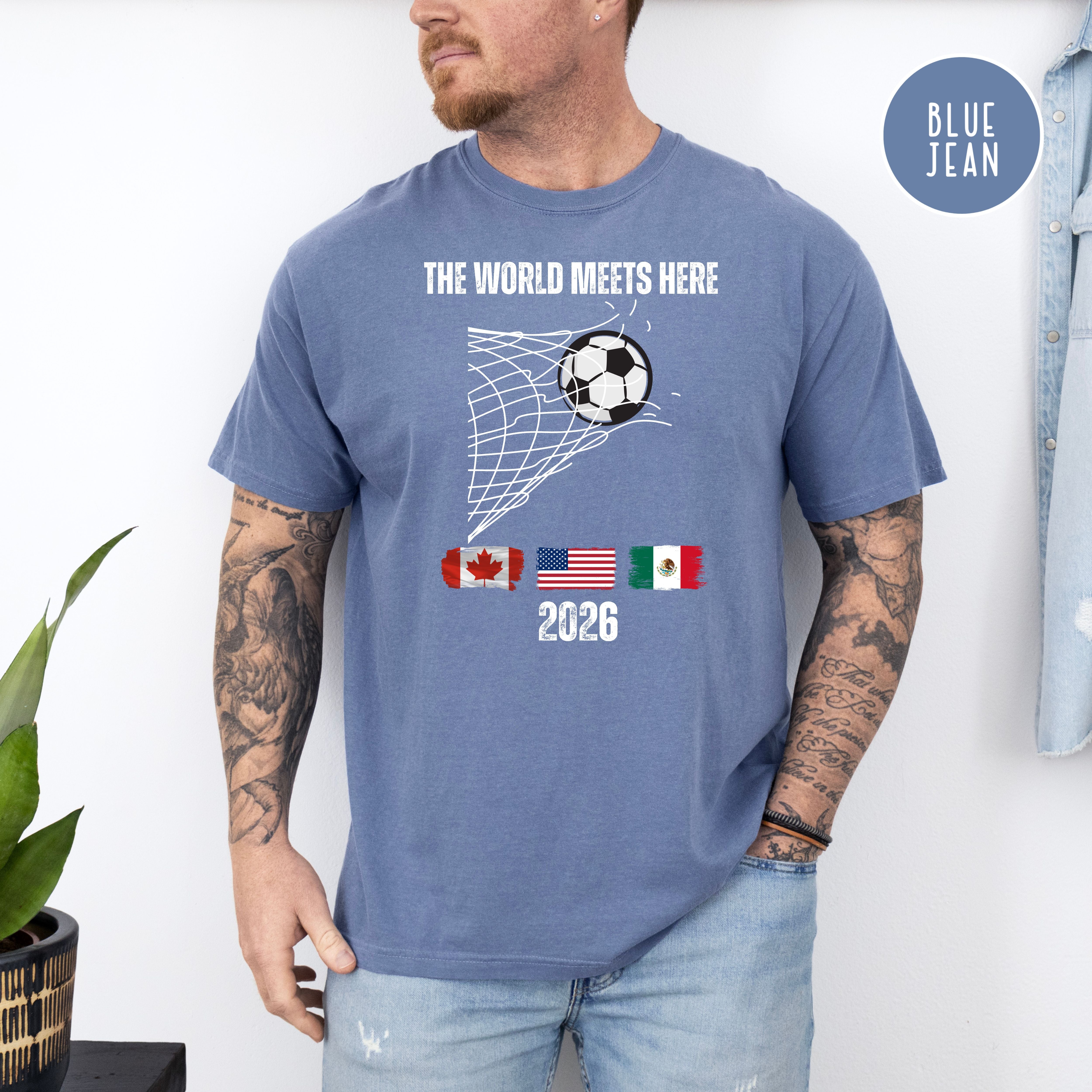 Soccer World Meets Here 2026 Comfort Colors T-Shirt Gift for Soccer Fan, Soccer USA, Mexico and Canada Shirt