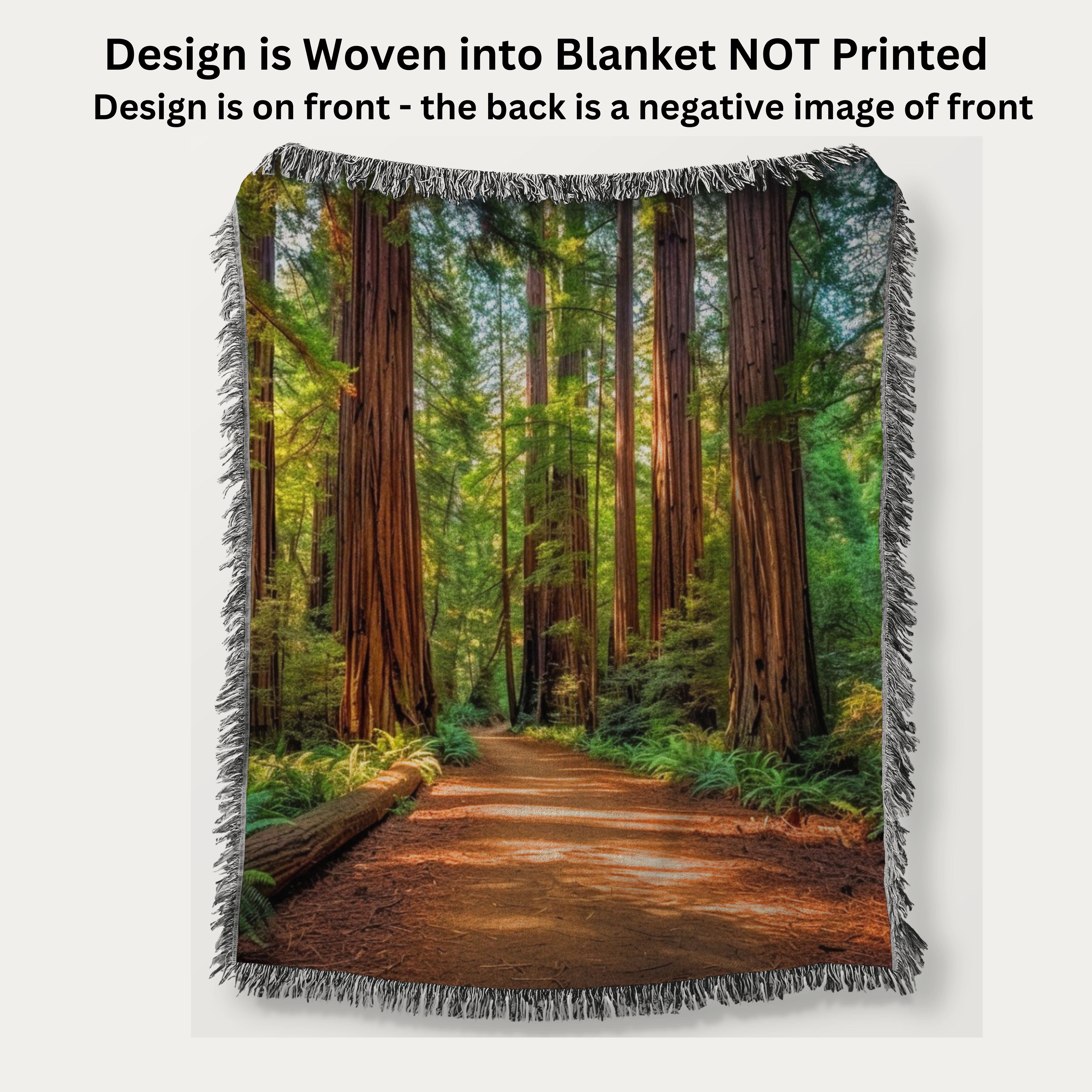 California Giant Redwood Trees Woven Throw Blanket