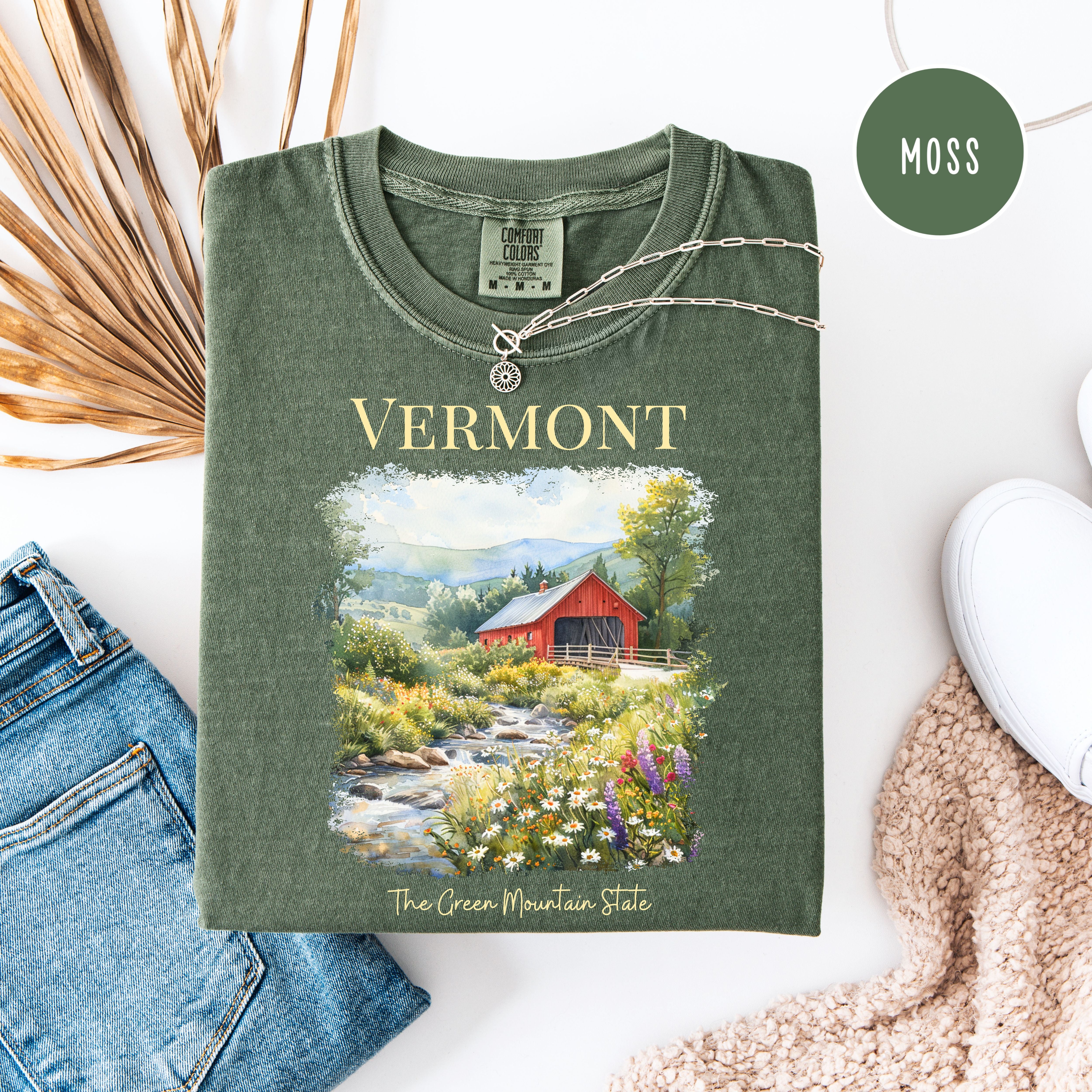 Vermont Covered Bridge Comfort Colors Travel T-Shirt, Vermont Gift Shirt, Vermont Vacation Tee, The Green State Shirt, Vermont Summer Shirt