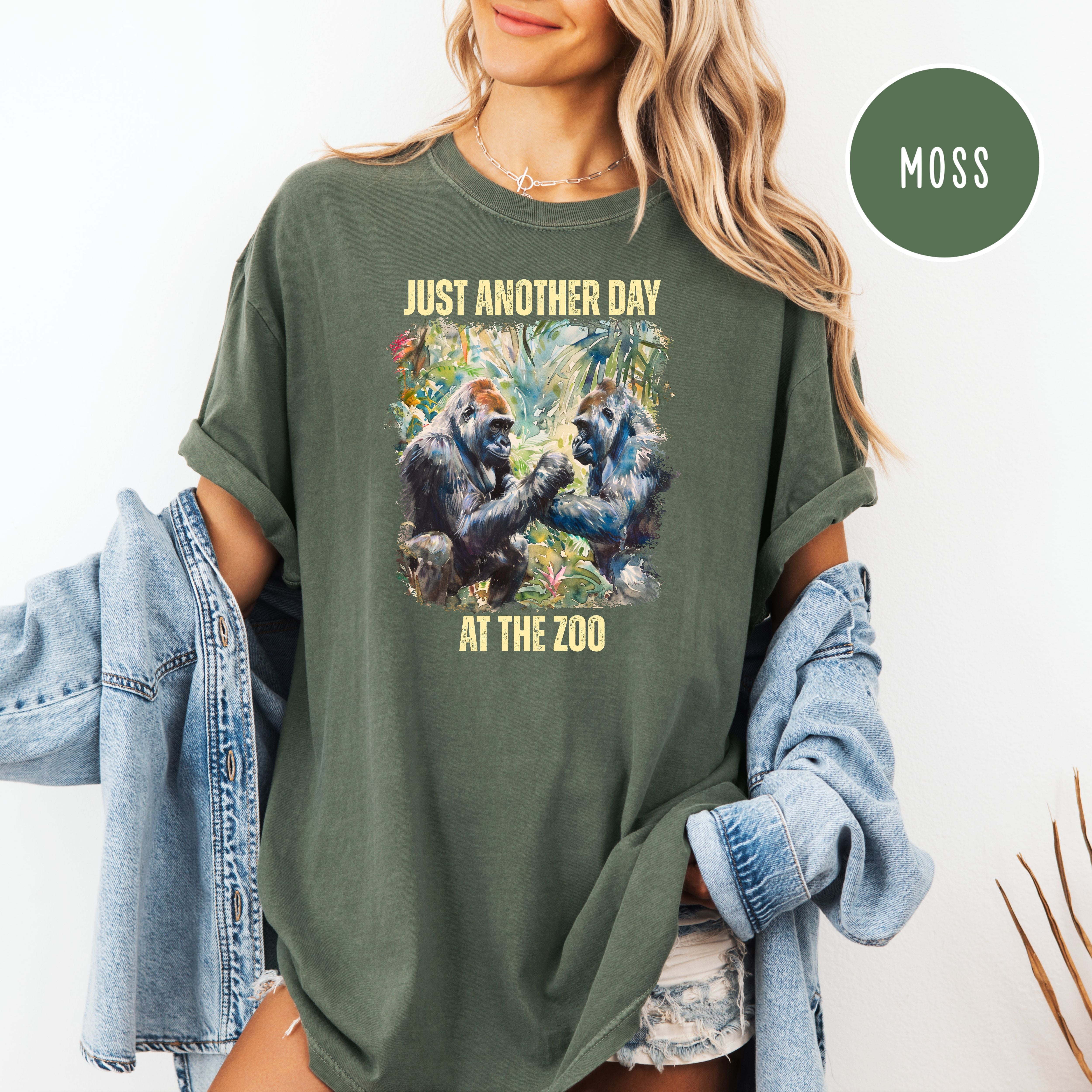Just Another Day At The Zoo Unisex Comfort Colors T-Shirt, Funny Gorilla Shirt, Gorilla Lover Tee Shirt, Animal Lover Gift