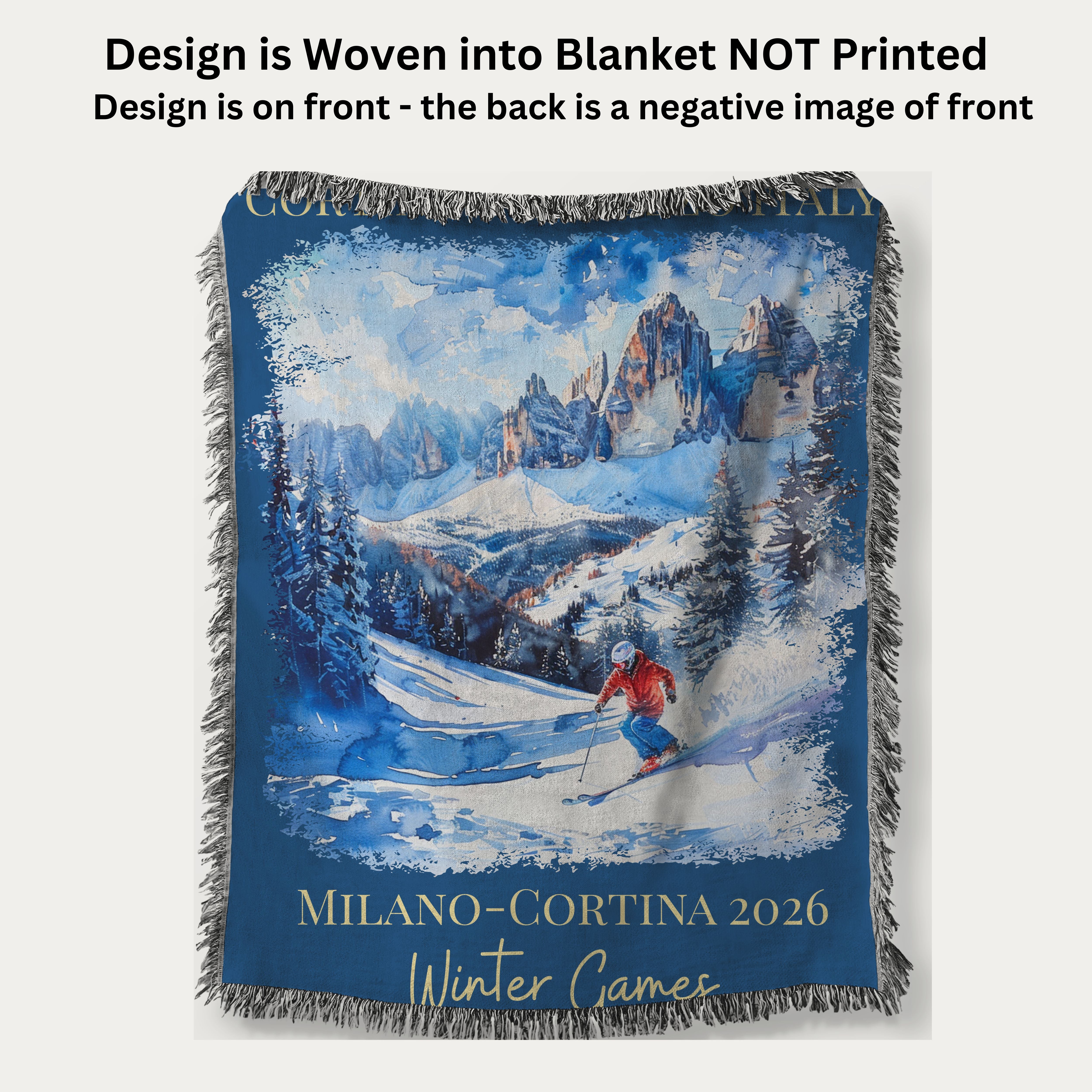 Milano Cortina Italy 2026 Winter Games Woven Throw Blanket